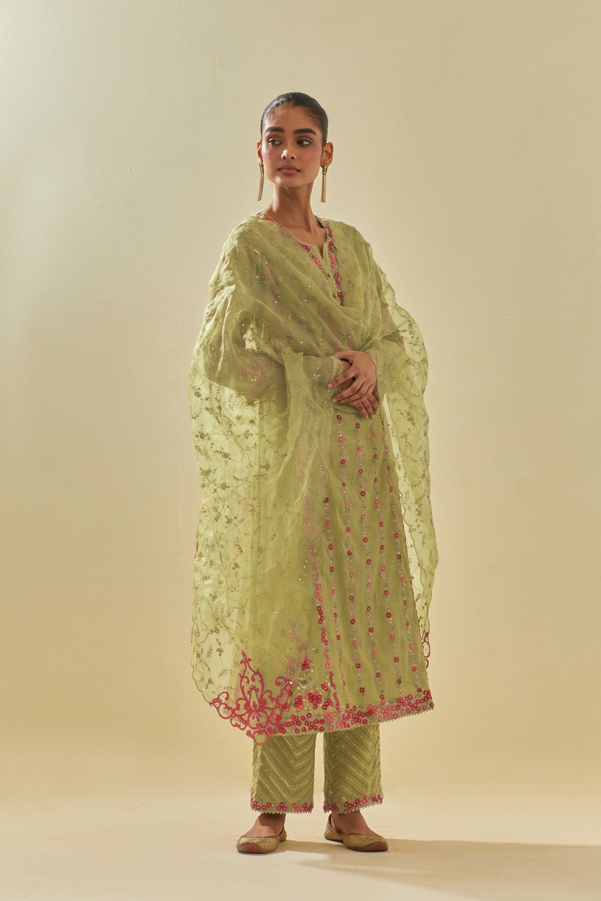 Green Staraight Kurta Set