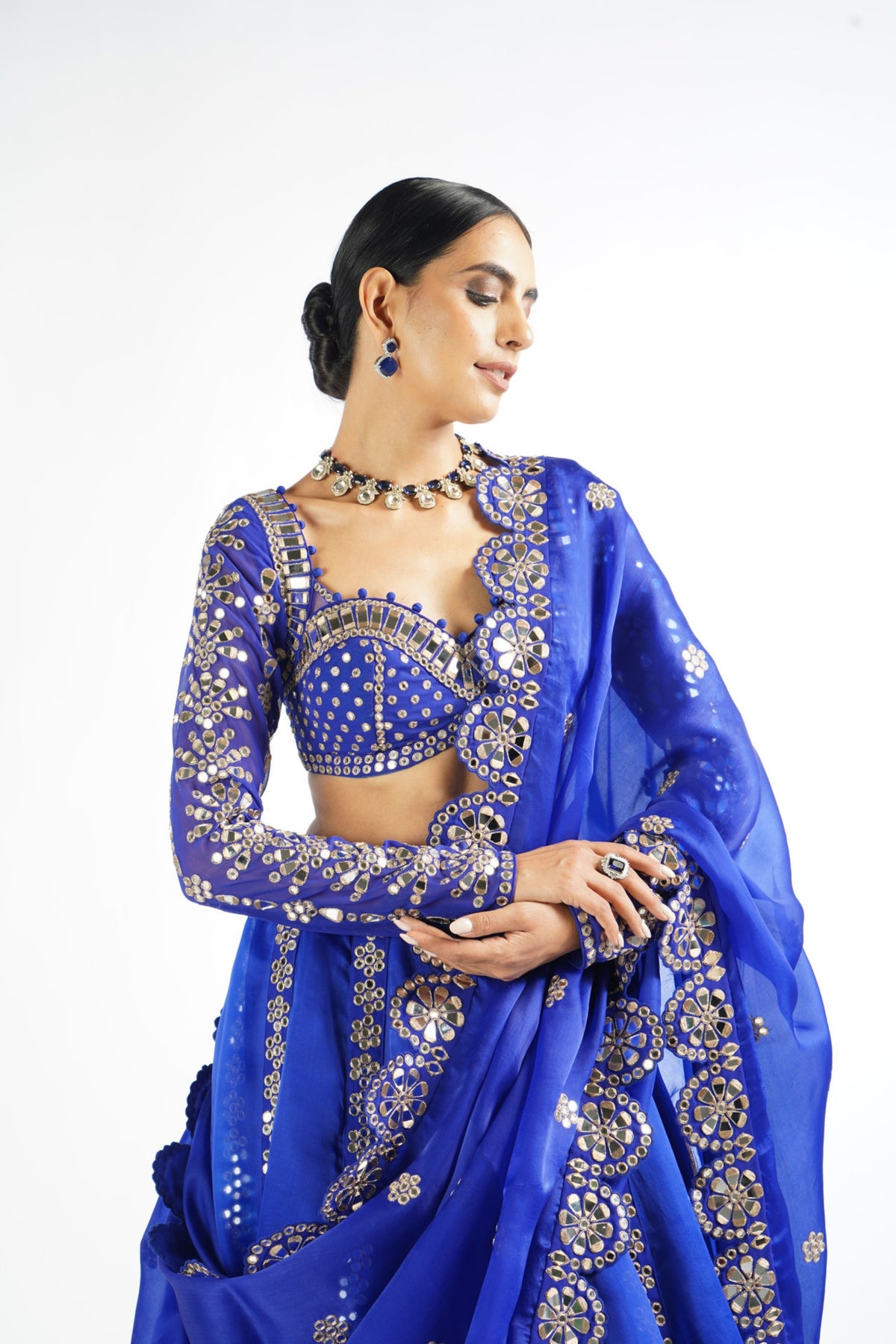 Royal Blue Embellished Lehenga Set