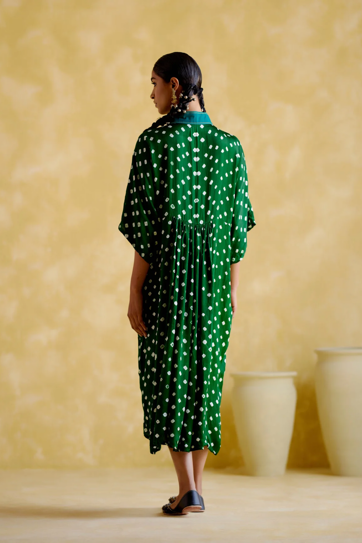 Devadarsana Green Handcrafted Kaftan