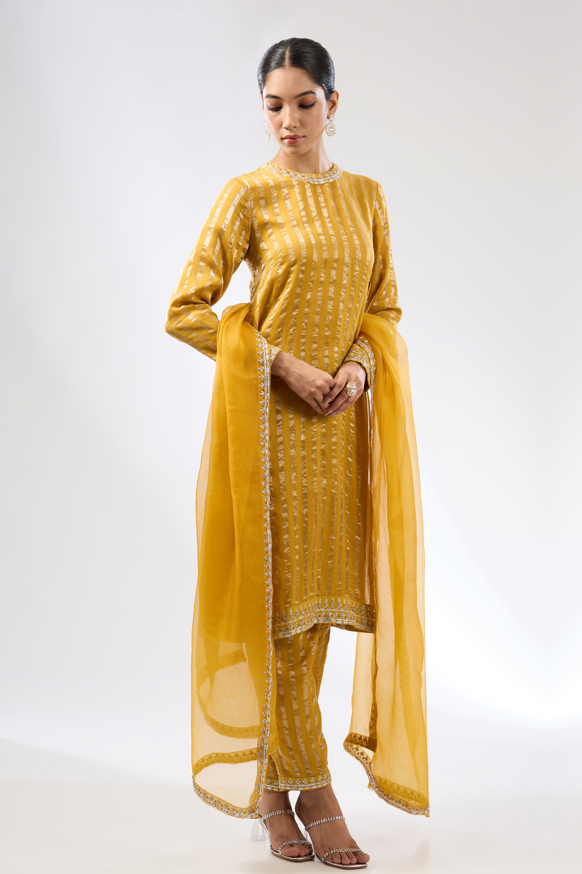 Zari Mustard Kurta Set