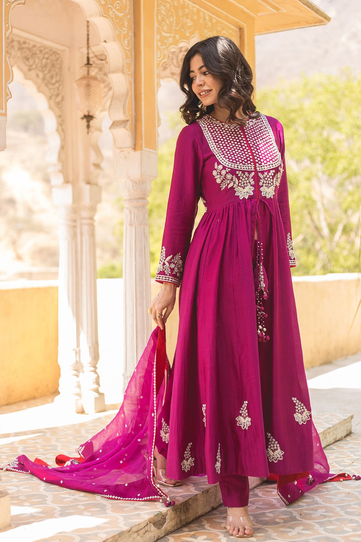 Magenta Anarkali Set