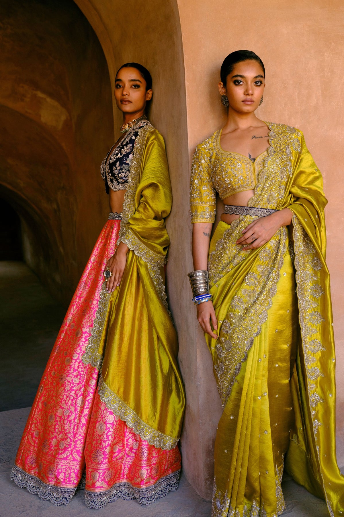 Hot Pink Embroidered Lehenga Set