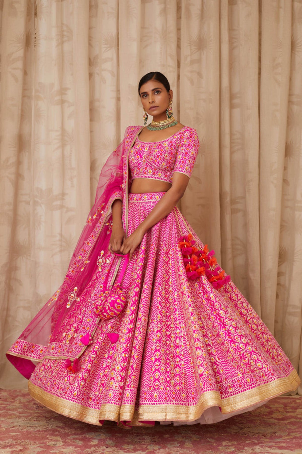 Magenta pink lehenga set