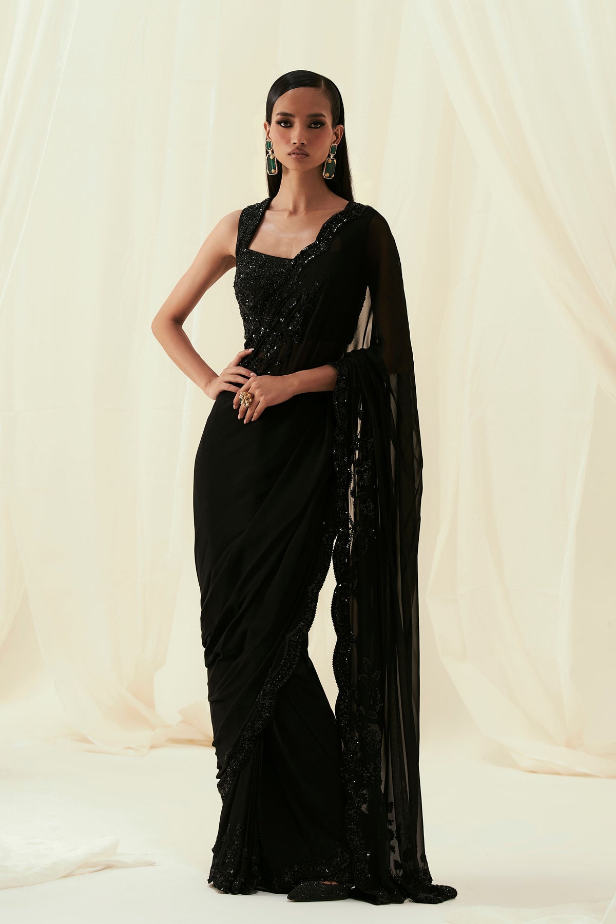 Black Rubab Saree Set