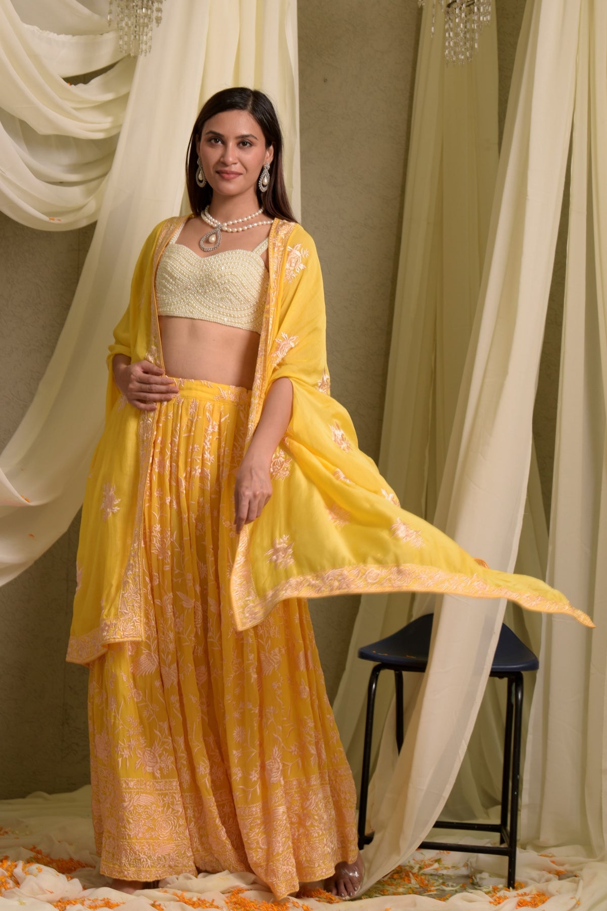 Reyna Gara Yellow Glazed Lehenga Set