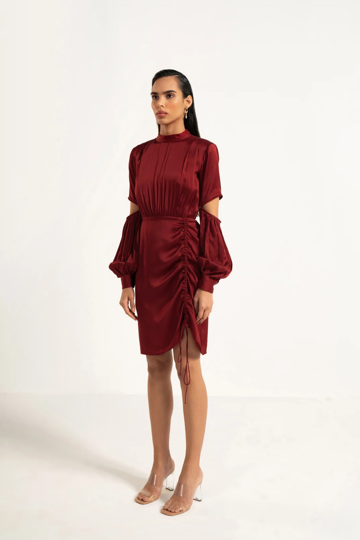 Ruby Silk Drawstring Dress