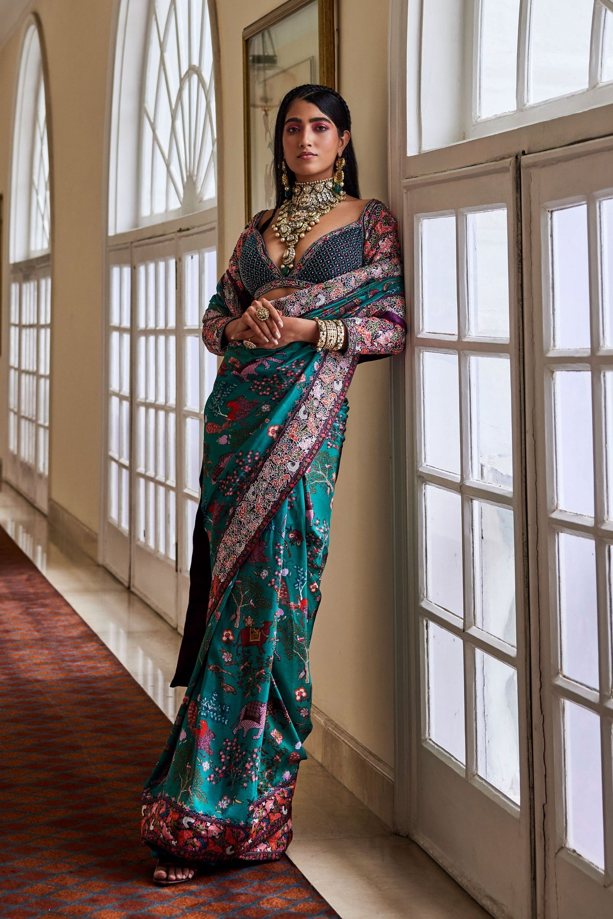 Green Shikargah Saree