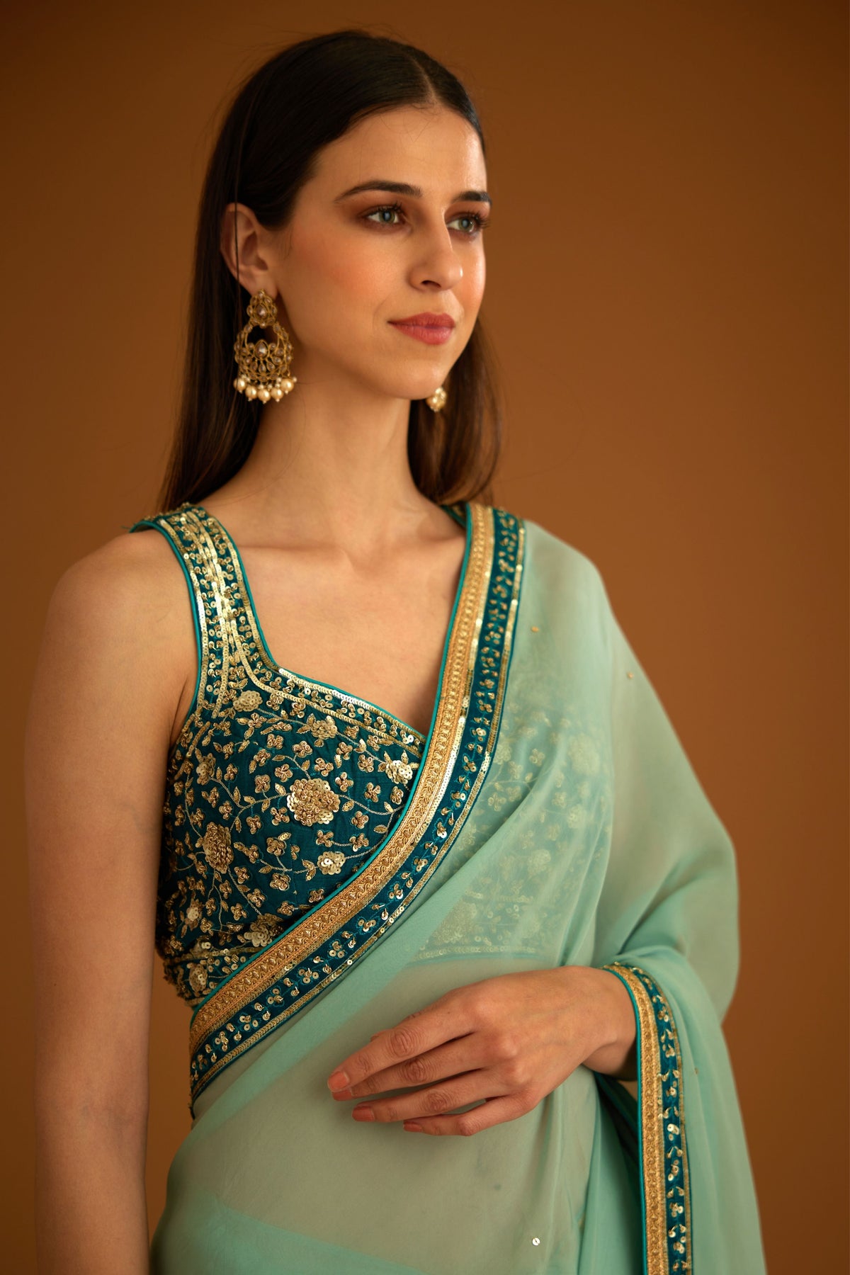 Opal green Saree set