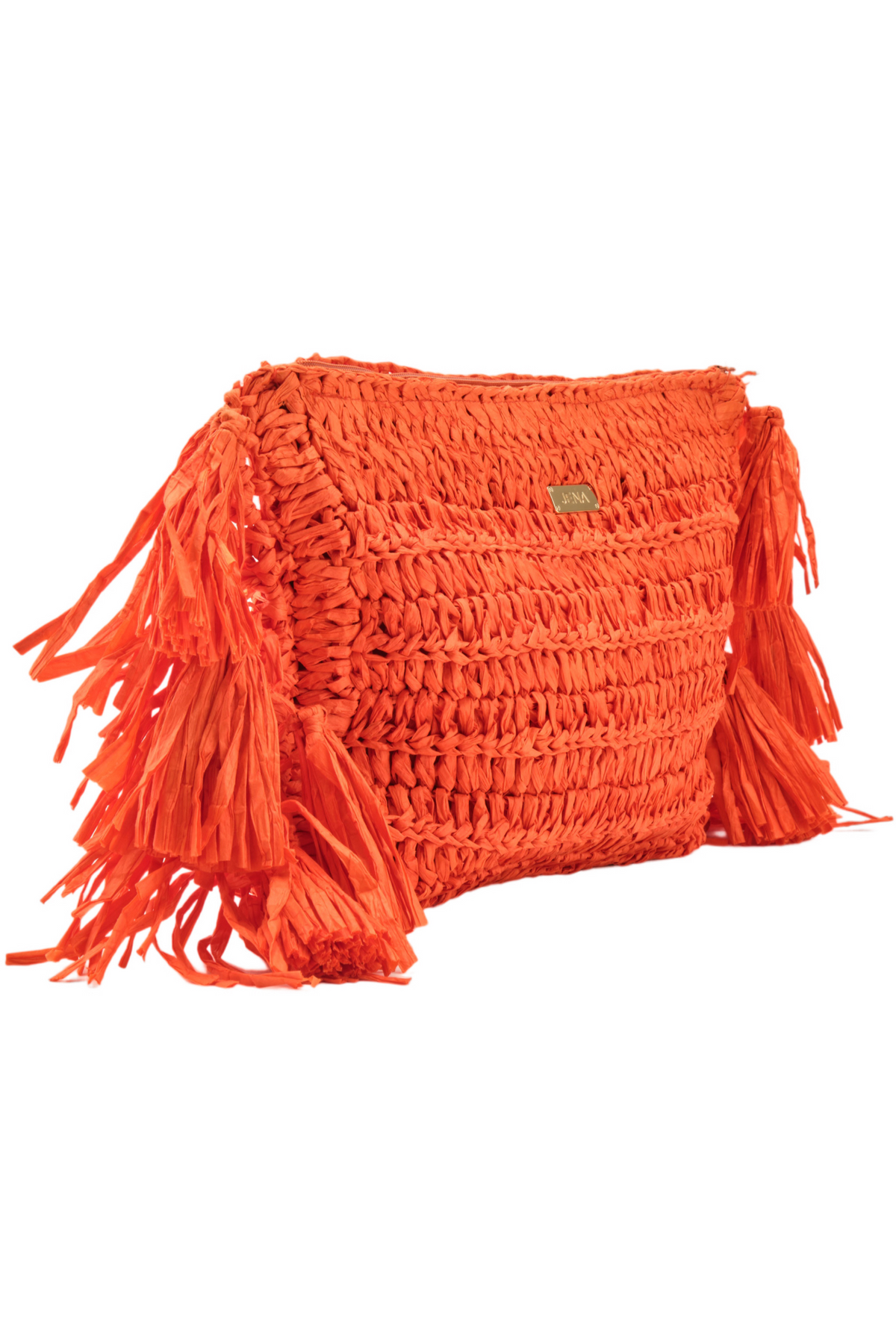 Raffia Clutch With Tassels