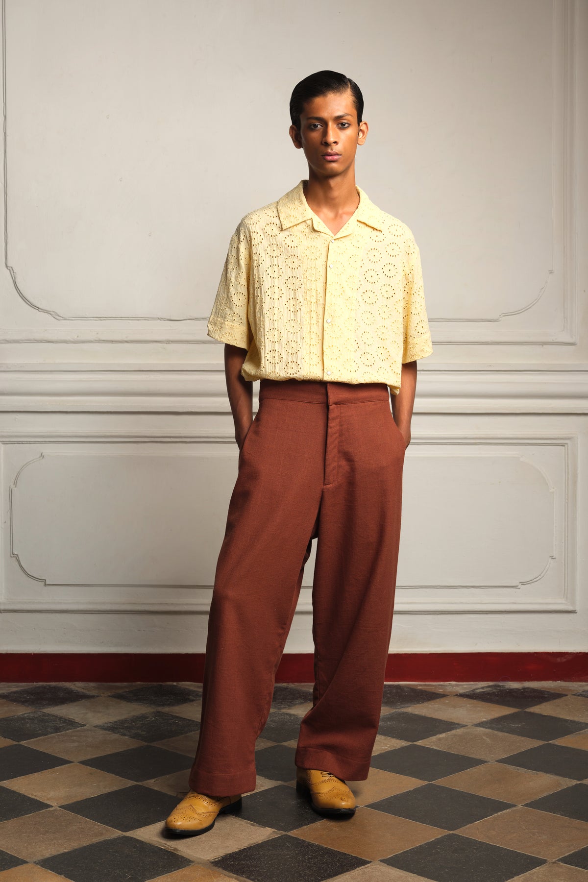 Hakoba camp collar shirt with trousers