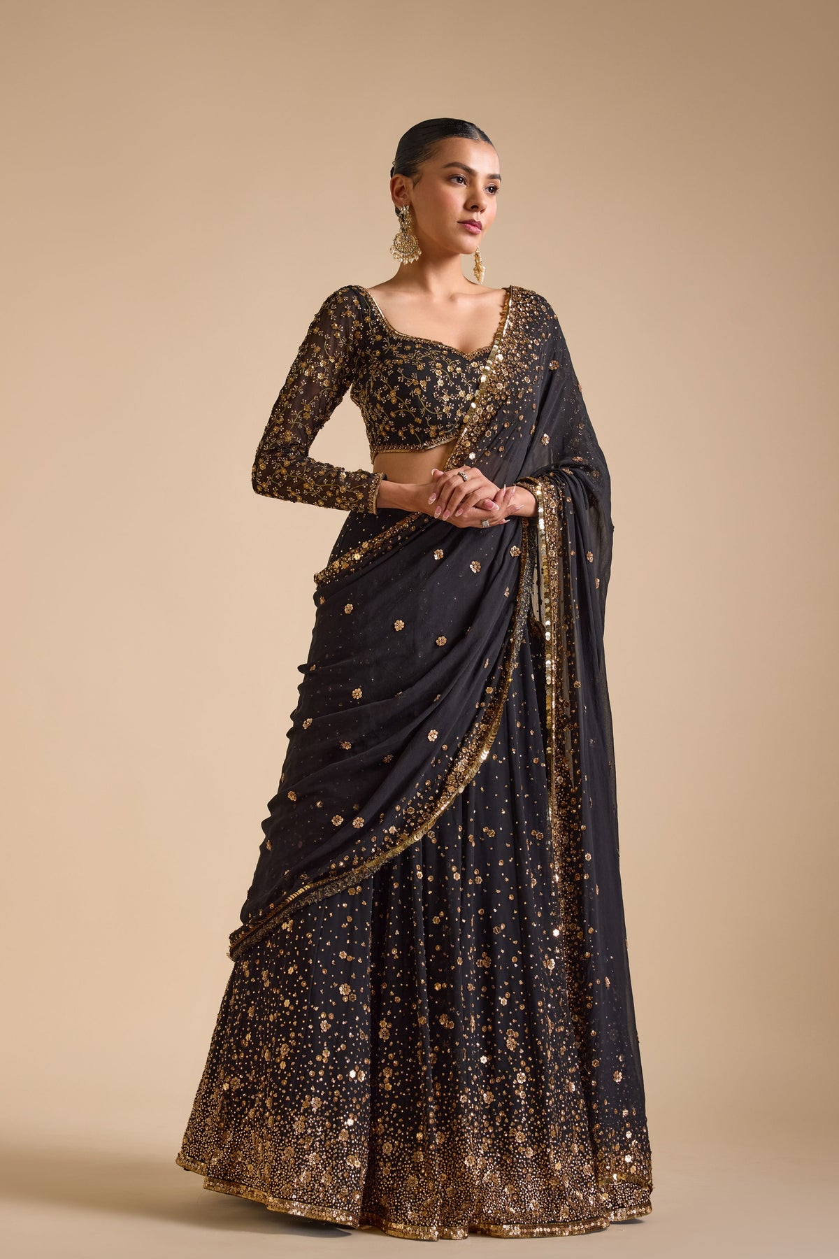 Black Mastani Lehenga Set