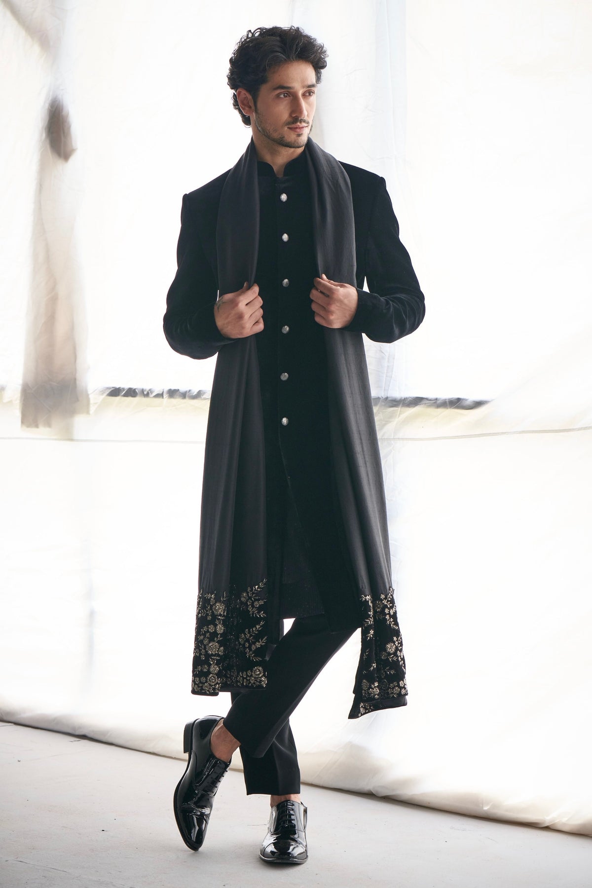 Black Embroidered Sherwani