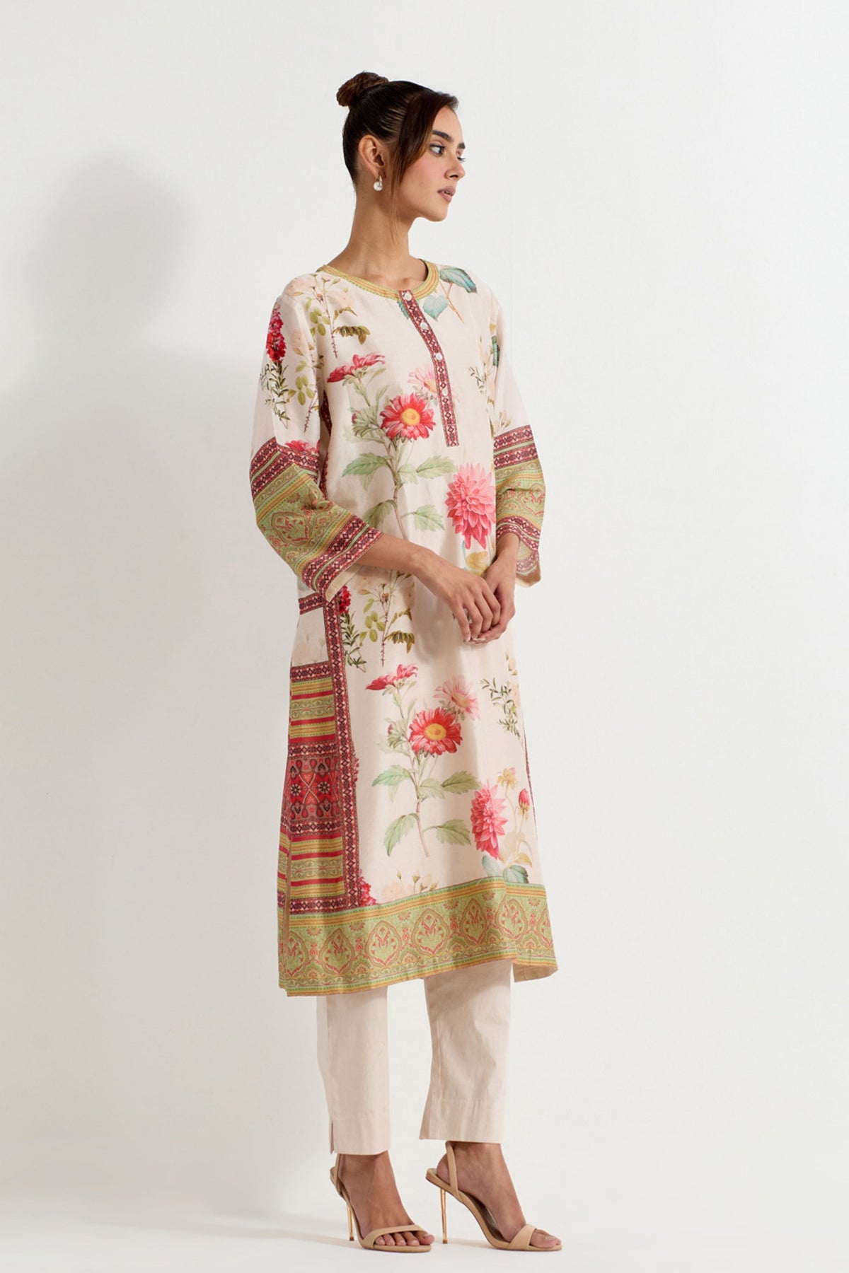 Printed Chanderi Kurta Set