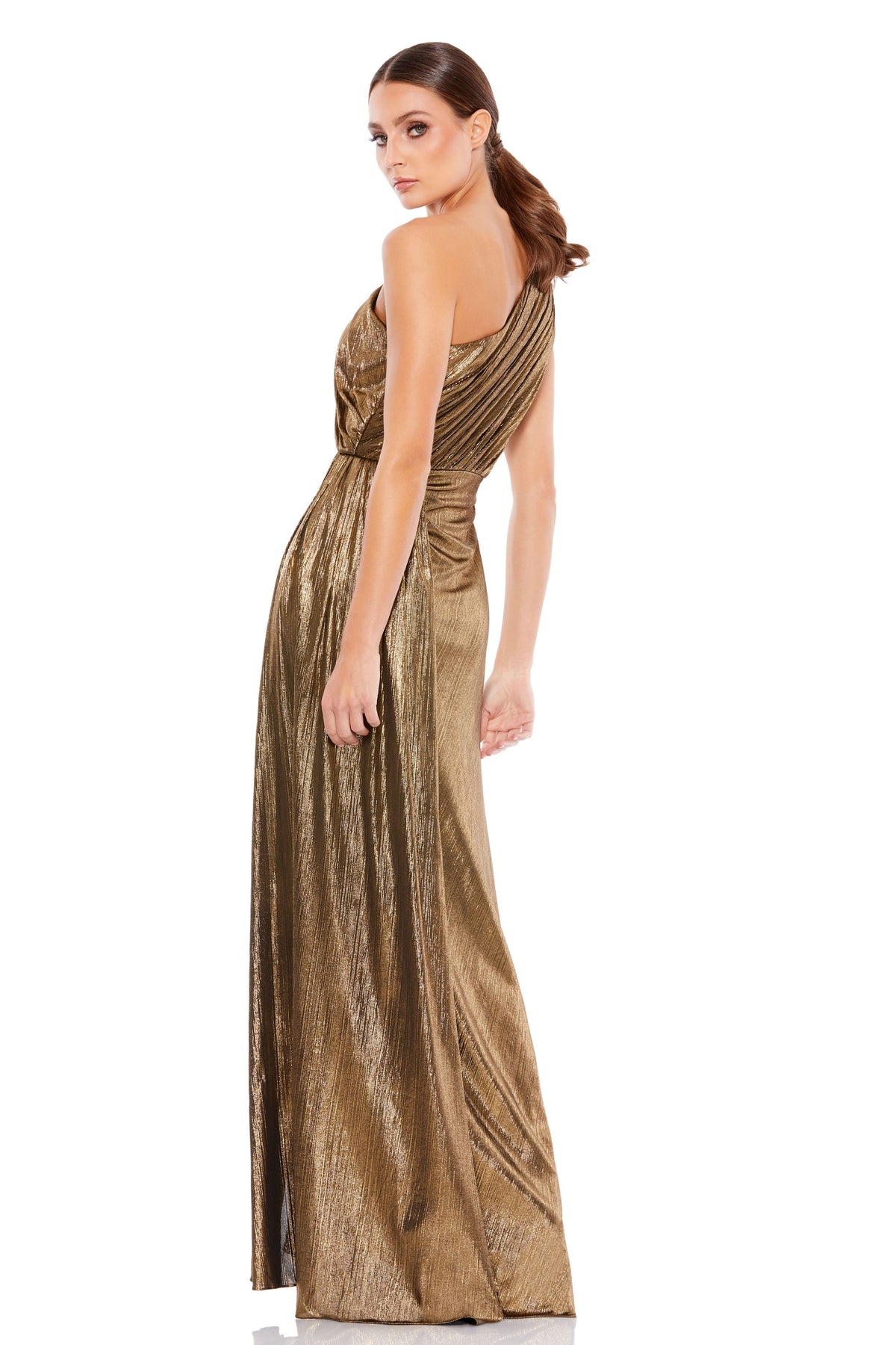 One Shoulder Antique Gold Gown