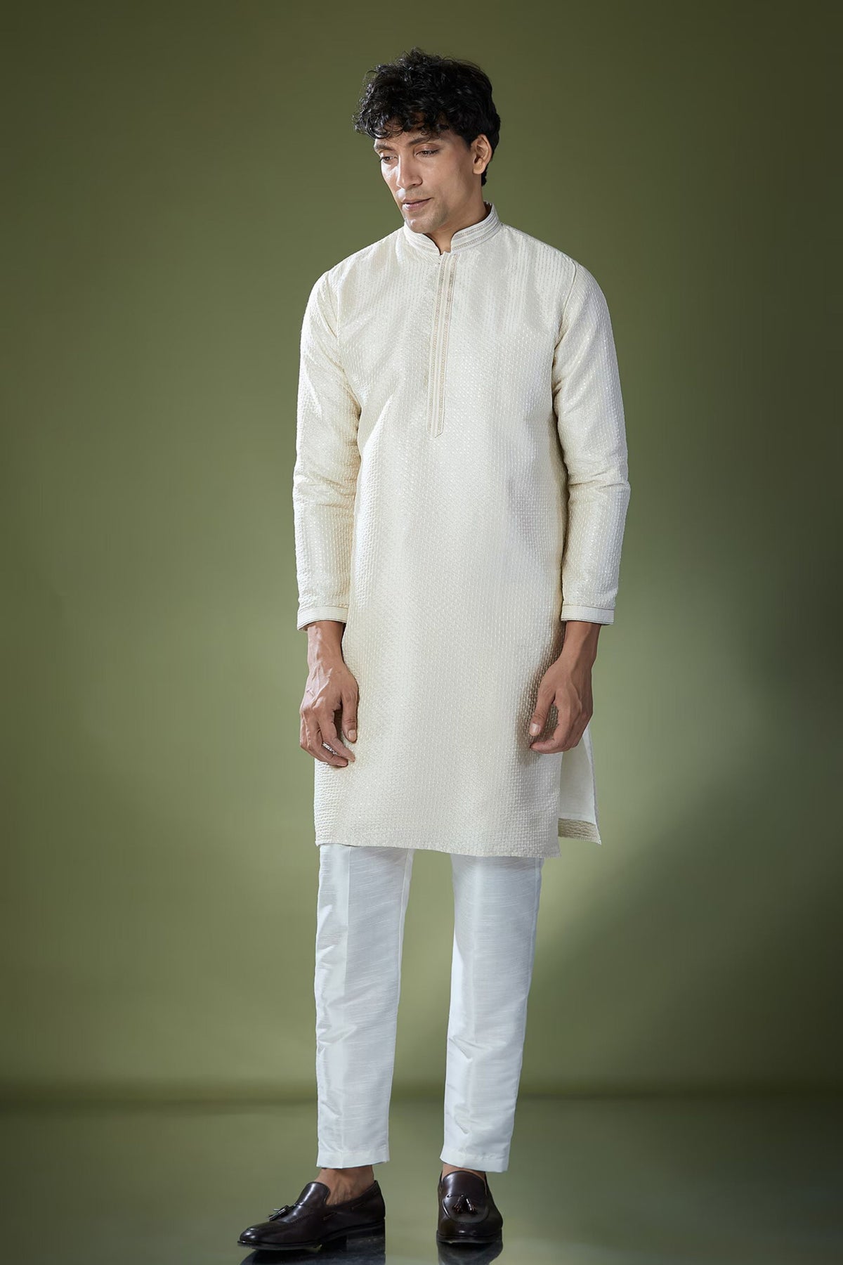 Almond Running Stitch Kurta Set