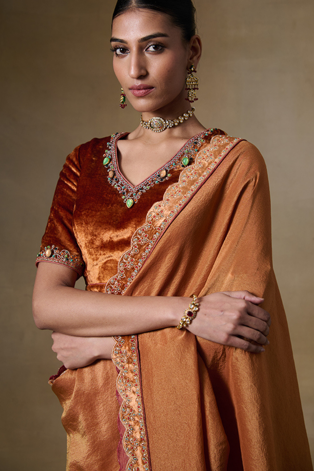 Alam Saree in Orange