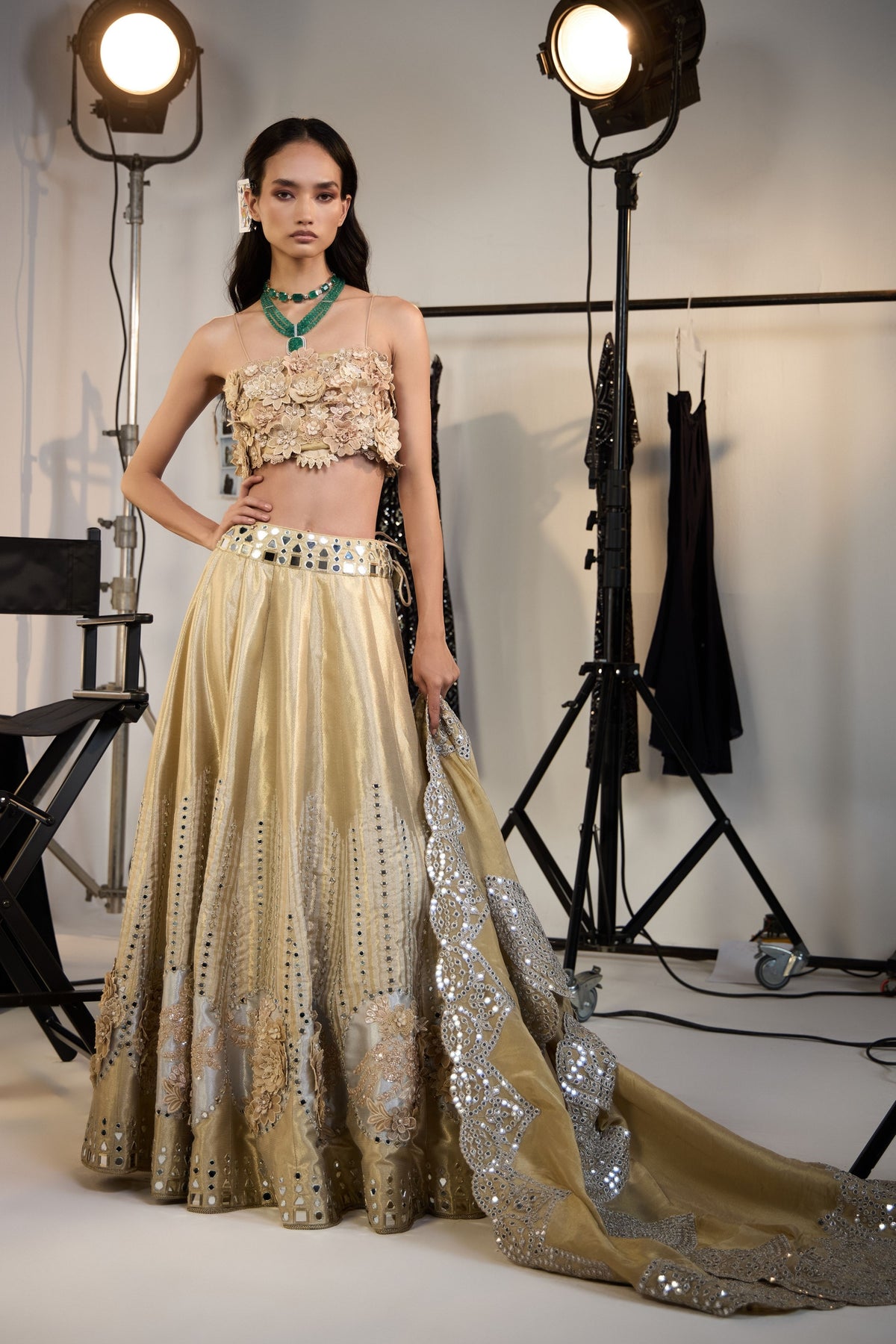 Banarasi Brocade Gold Lehenga Set