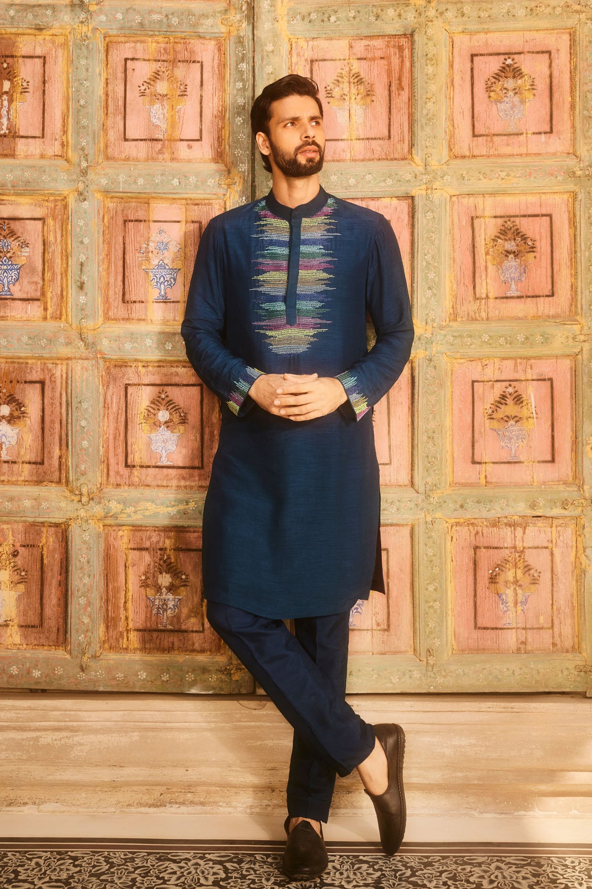 Teal Embroidery Kurta Set