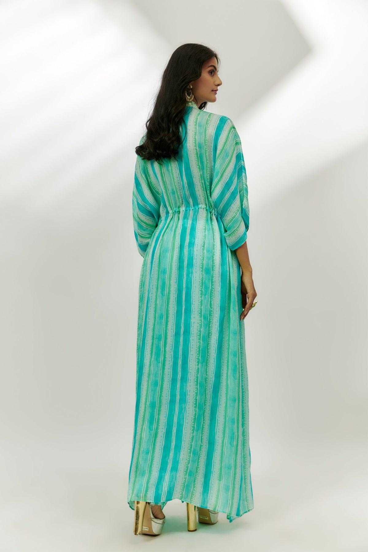 Cyan Blue Printed Kaftan