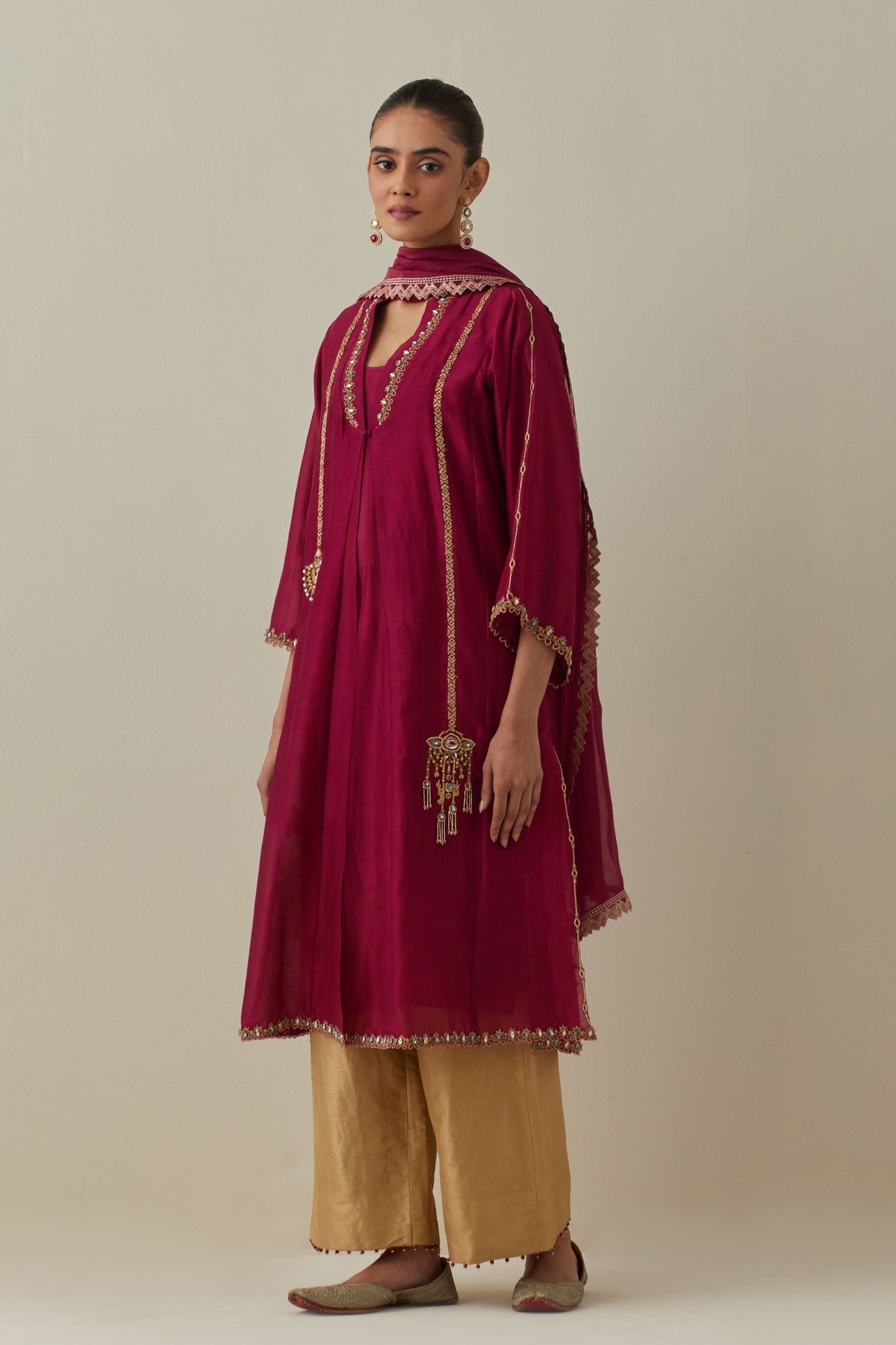 Ambreen Angrakha Style Kurta Set