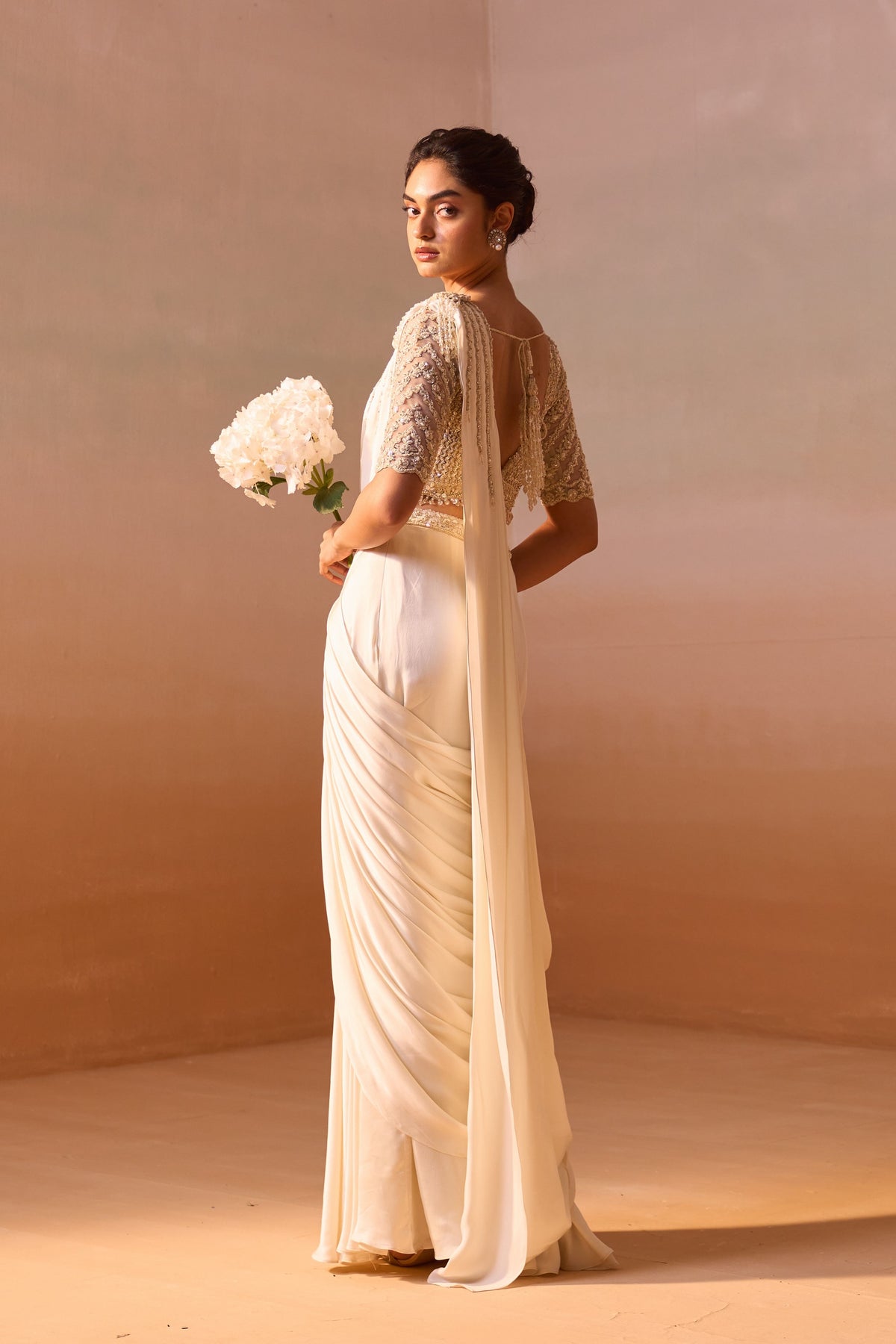 Ivory Draped Saree