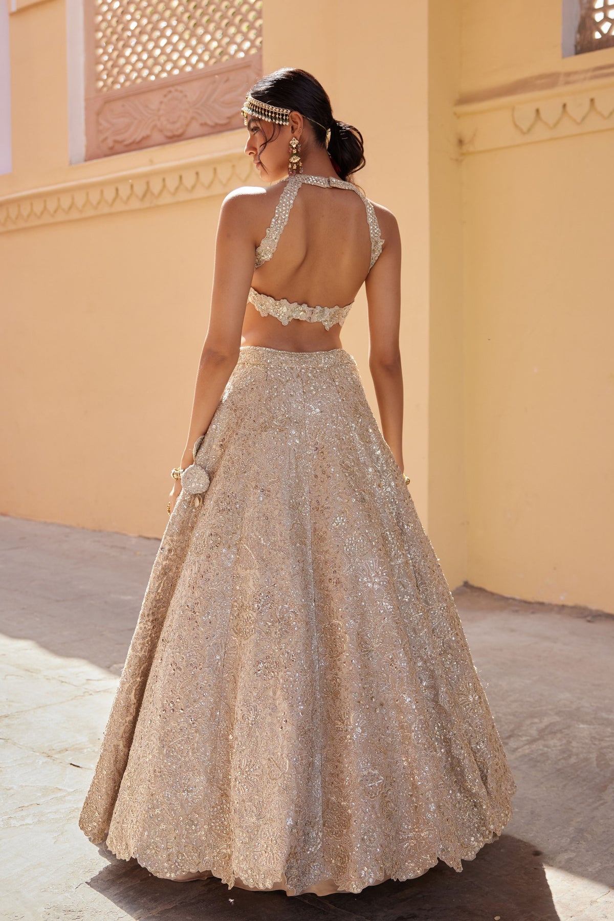 Beige Champagne Lehenga