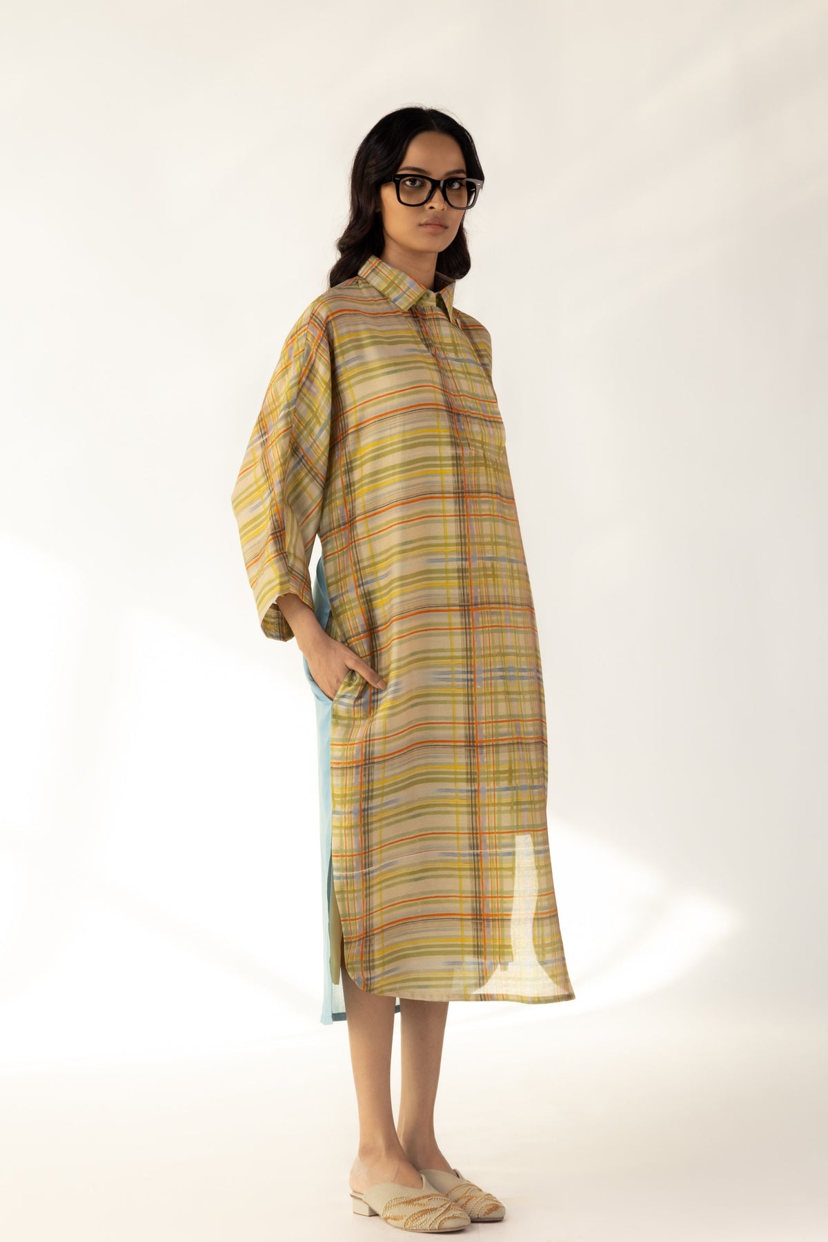 Check Orchid Shirt Dress