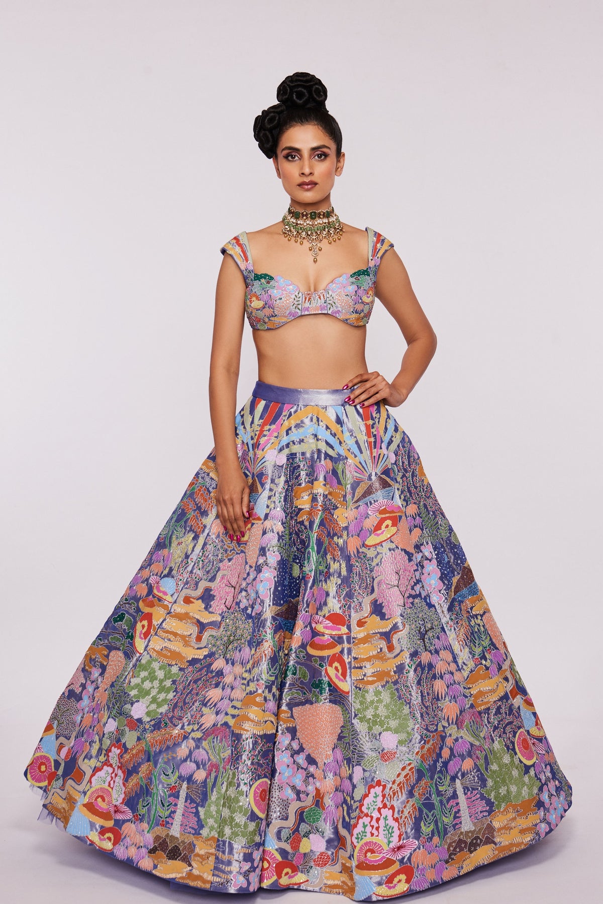 Blue Floraison Lehenga