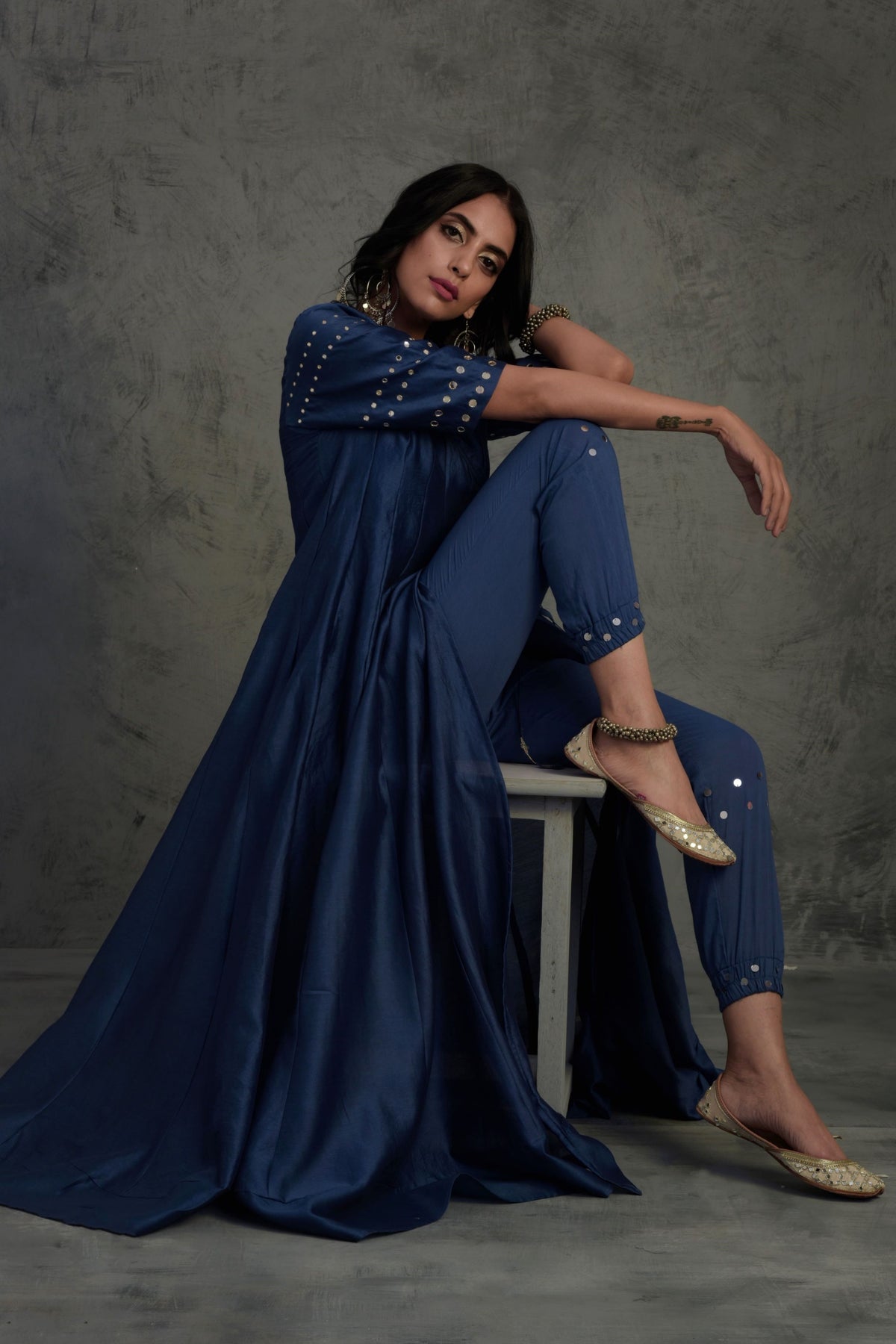 Sapphire Blue Anarkali Set