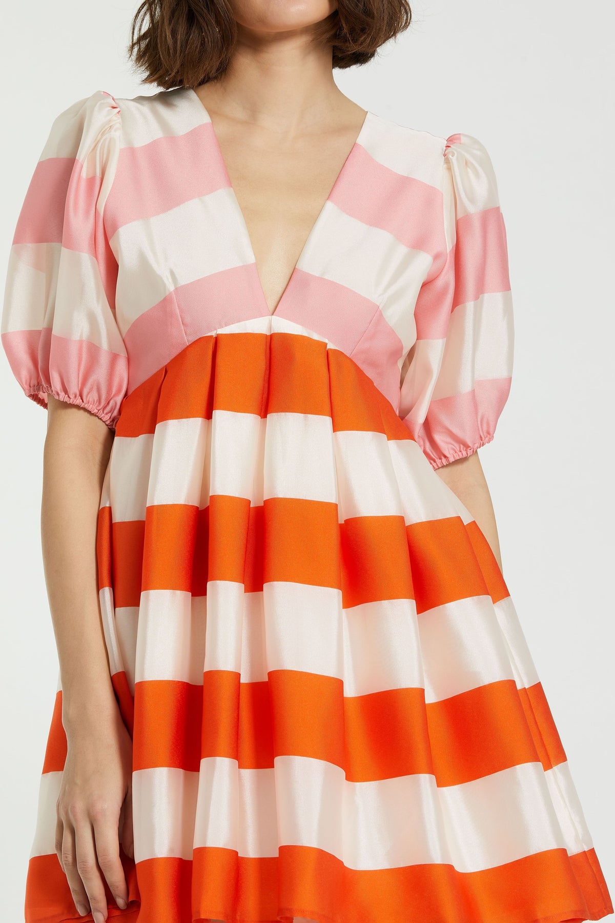 Organza Striped Sleeve Mini Dress