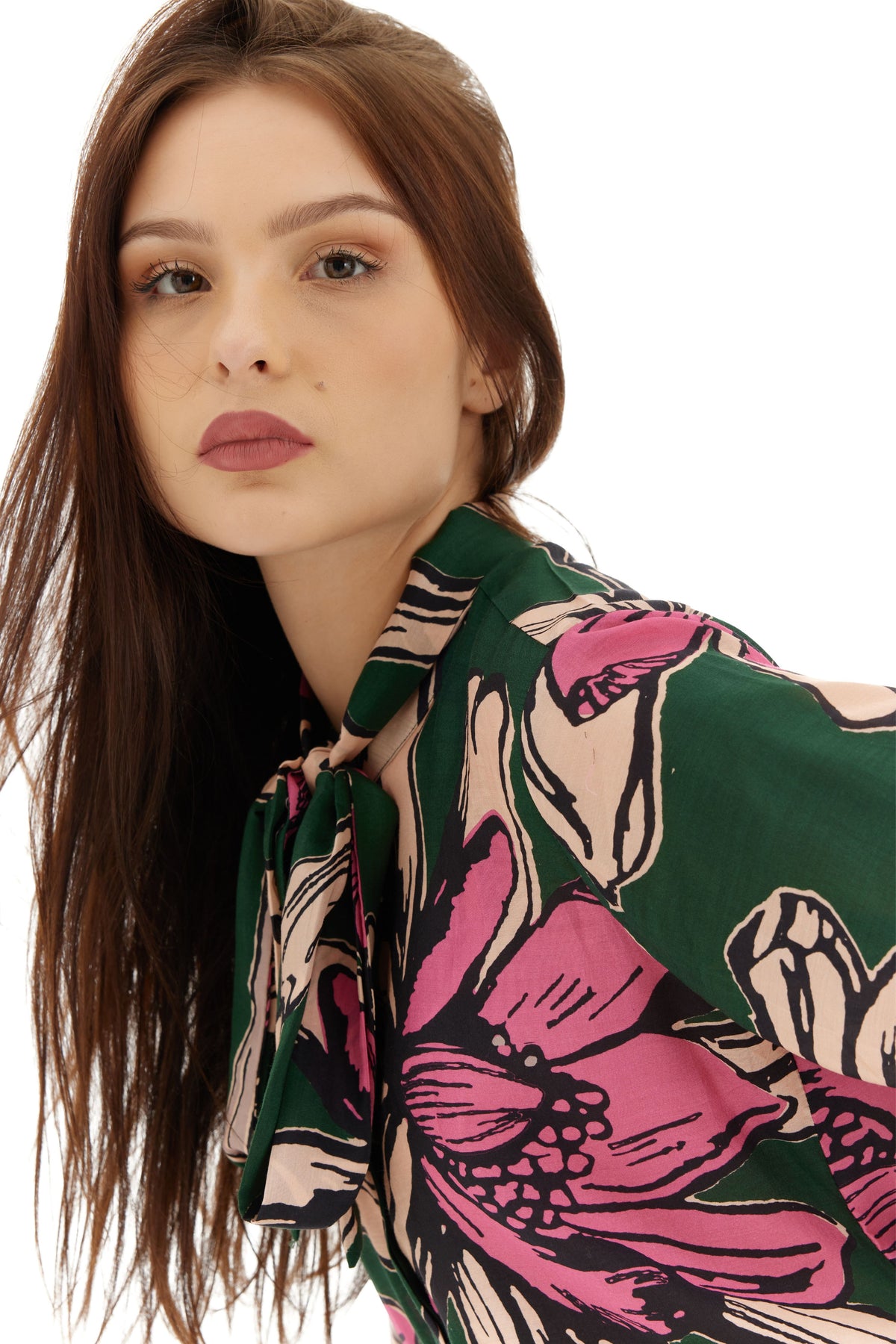 Green and Pink Floral Shirt