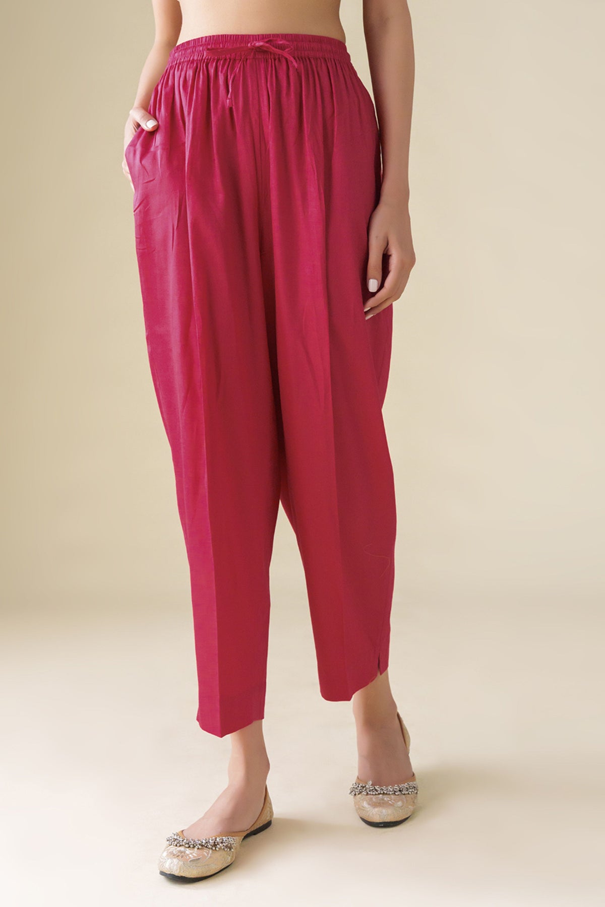 Pink Cotton Silk Pant