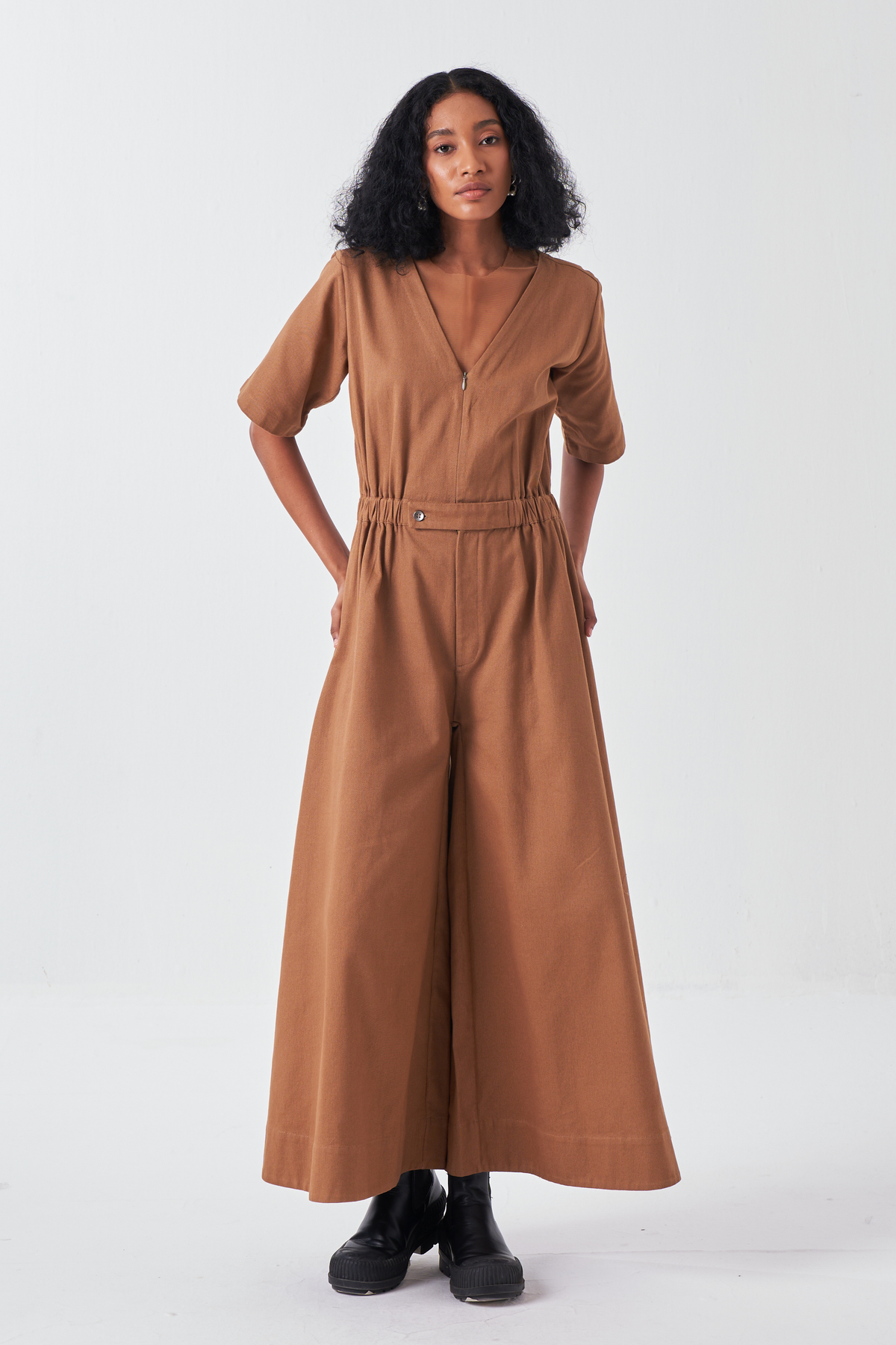 Side Elastic Waist Jumpsuit