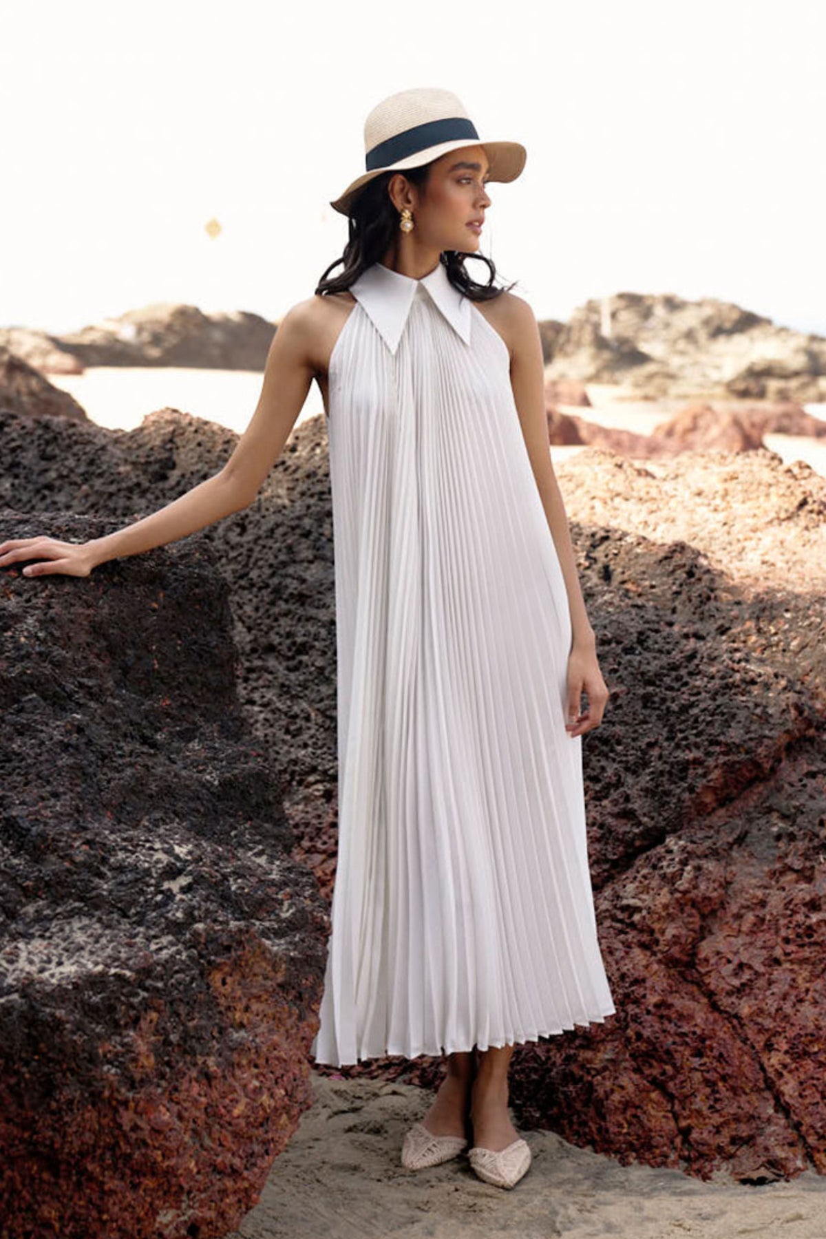 White Pleated Dress