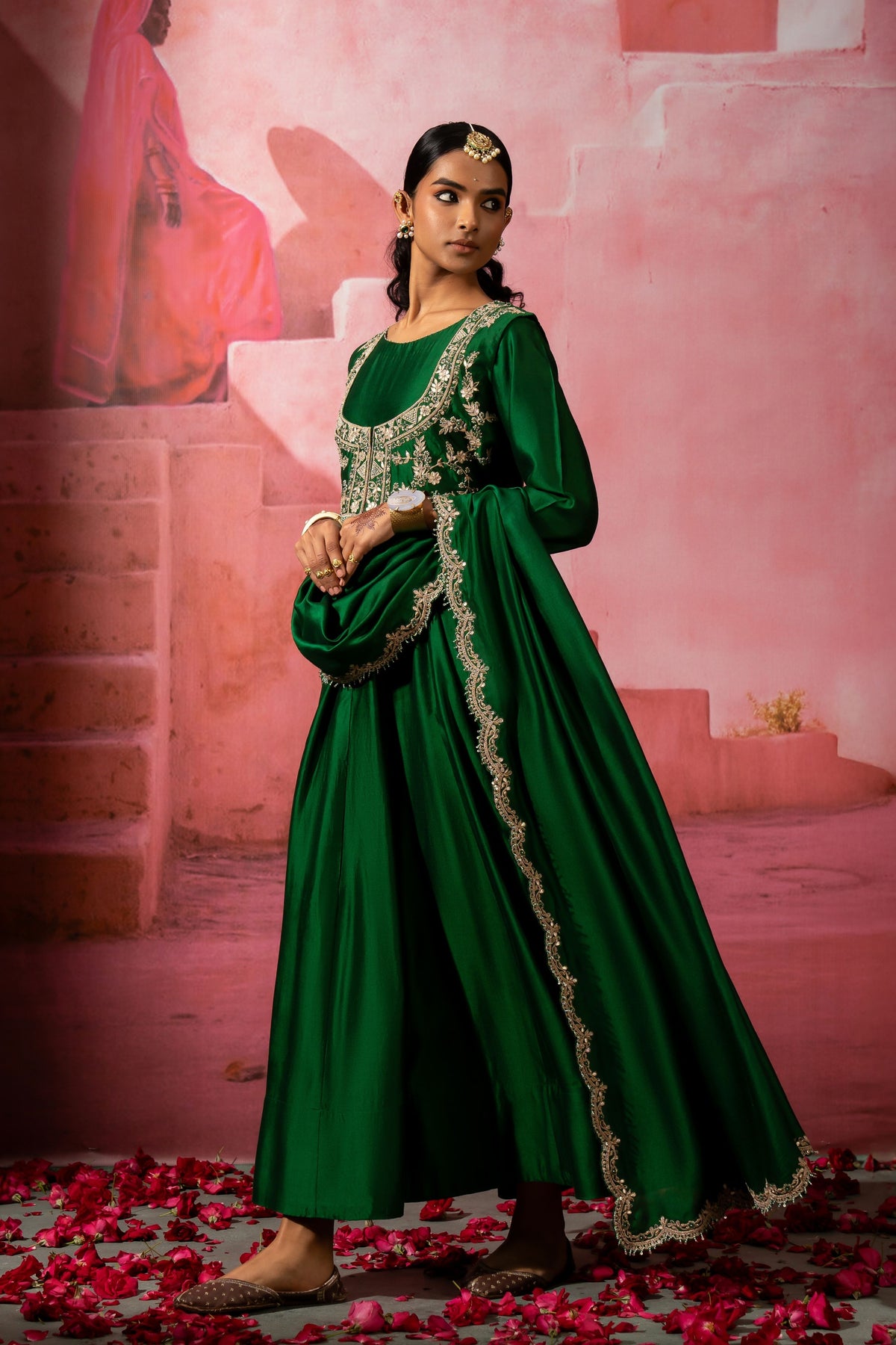 Green Jodha Jacket Anarkali