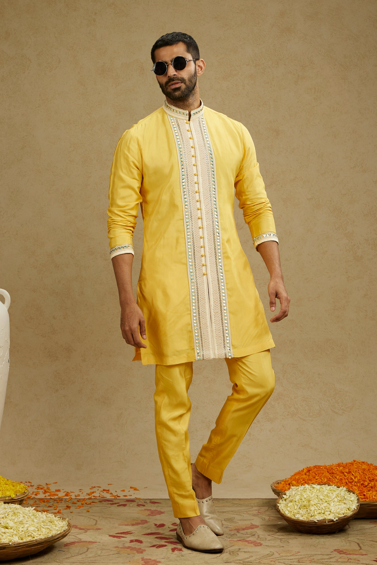 Front Open Embroidered Kurta With Pants