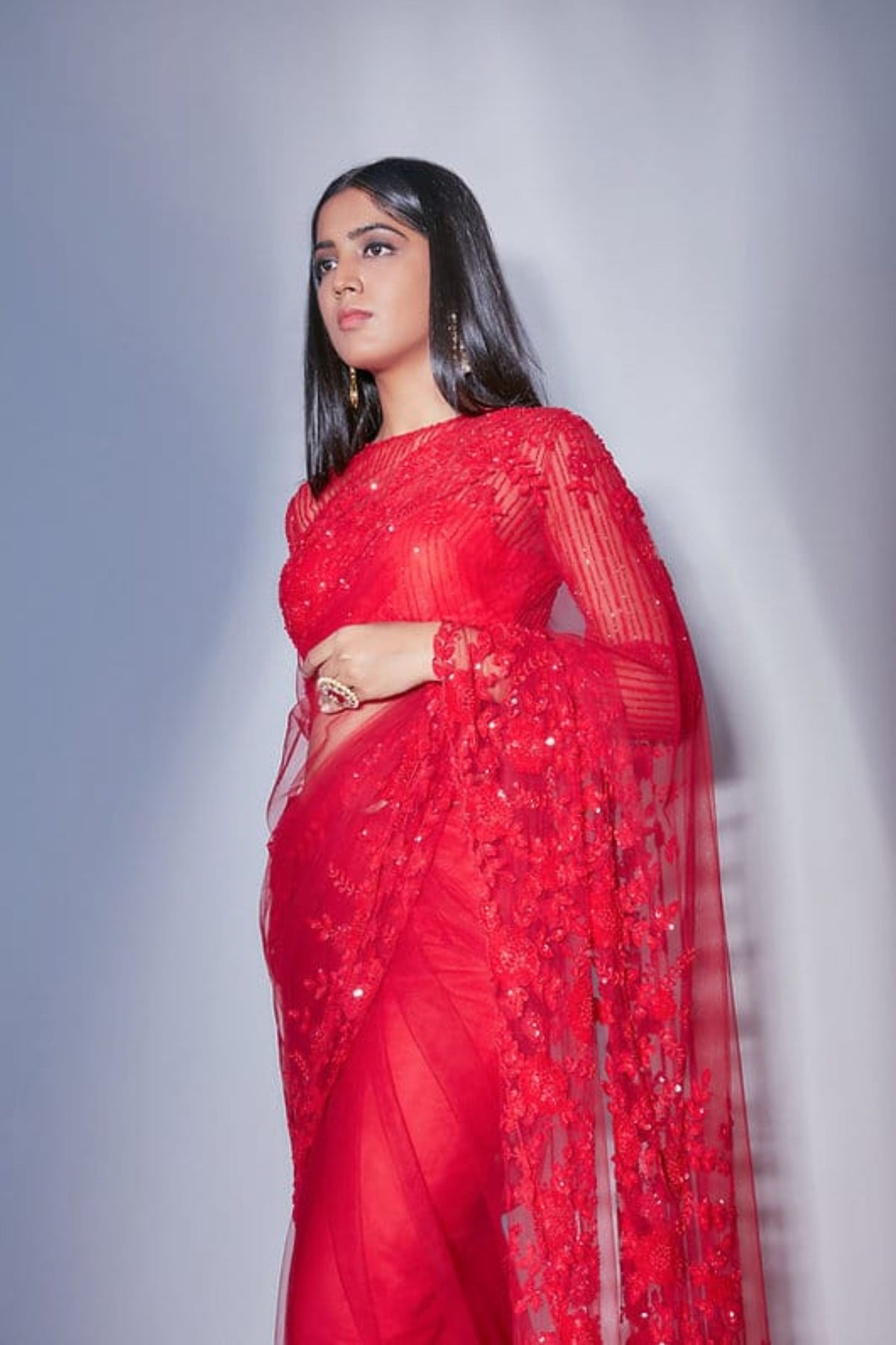 Red Floral Saree