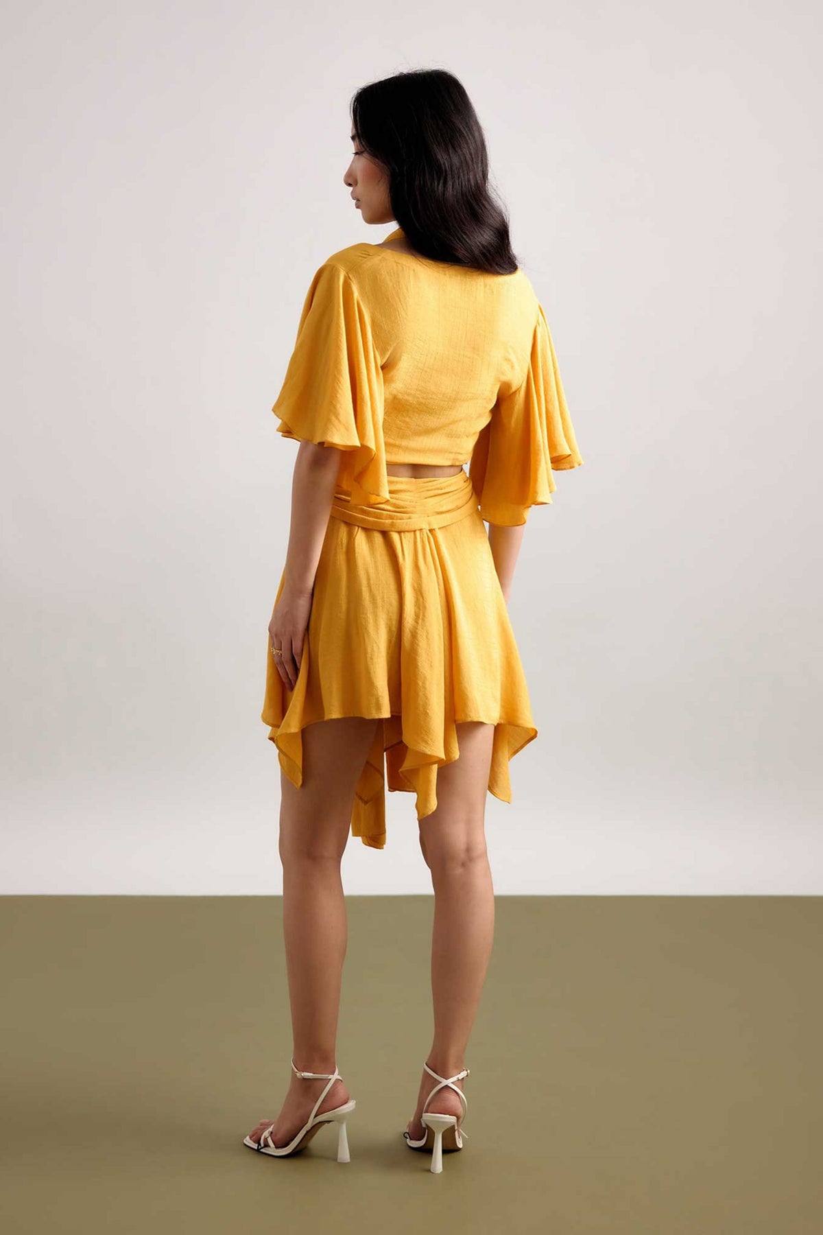 Echo Yellow Knotted Resort Top and skirt Set