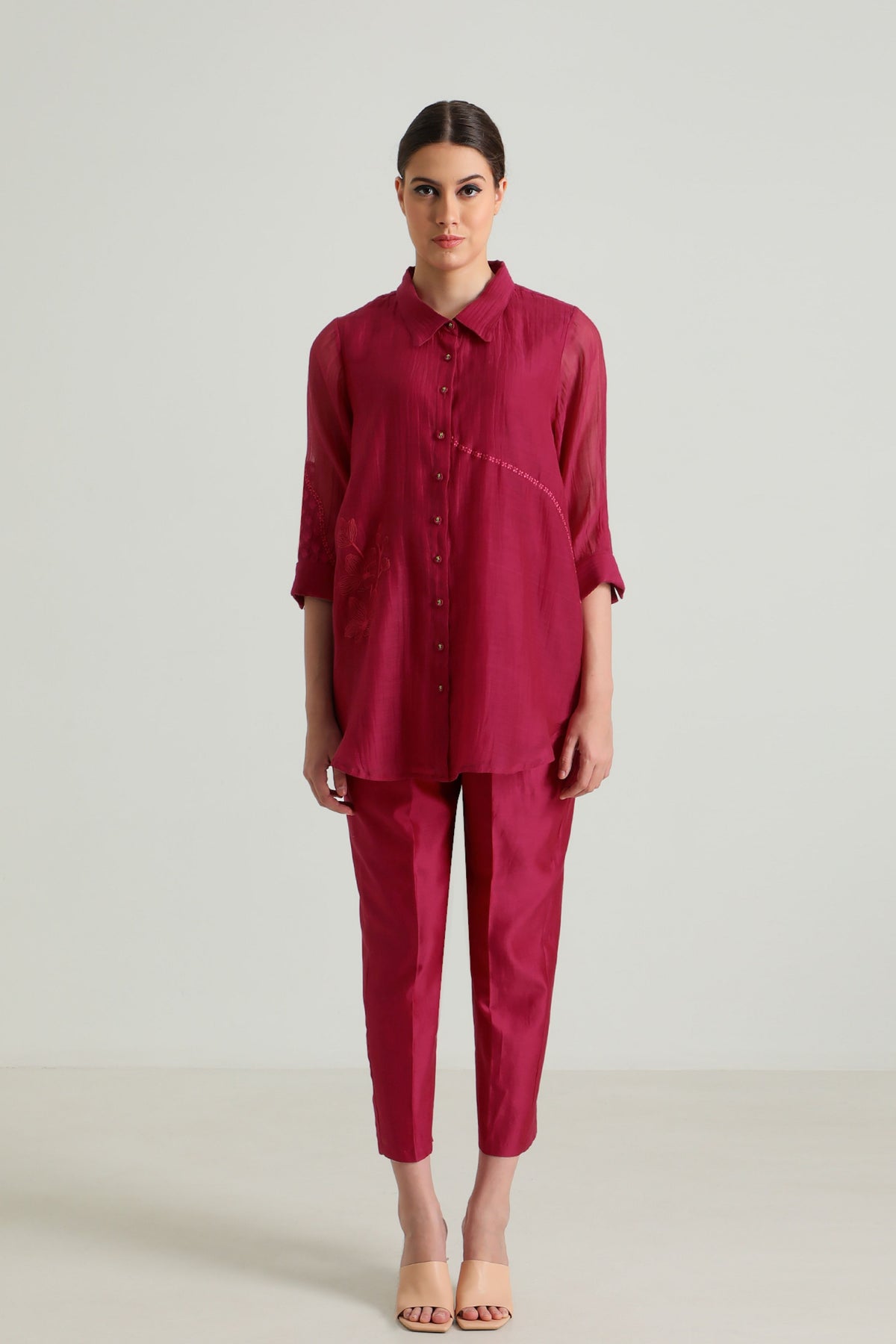 Fuchsia Shirt and Pant Set