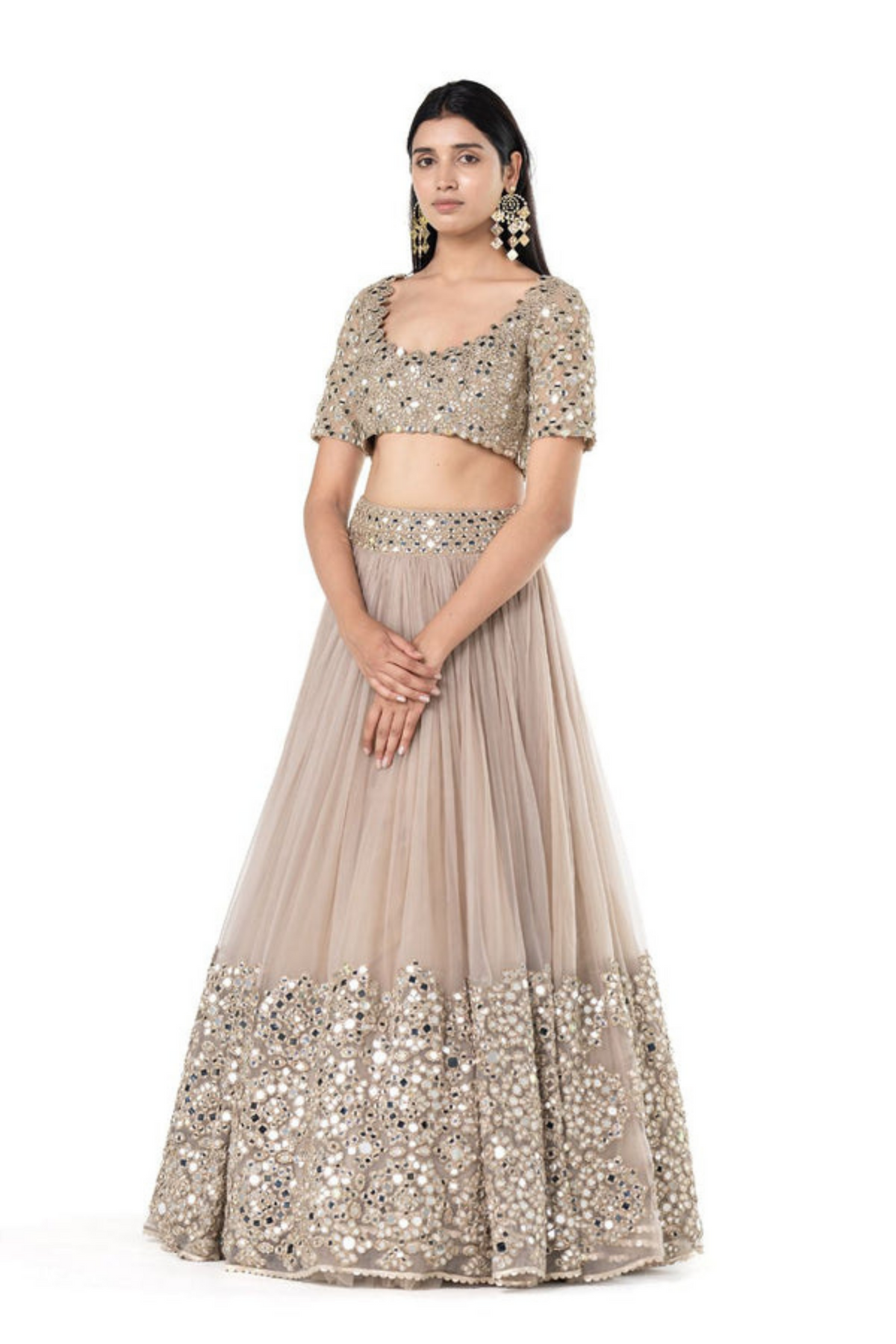 Moon Grey Organza Lehenga Set