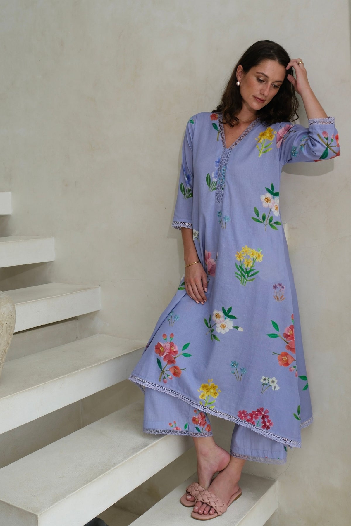 Amalia Periwinkle Long Kurta Set