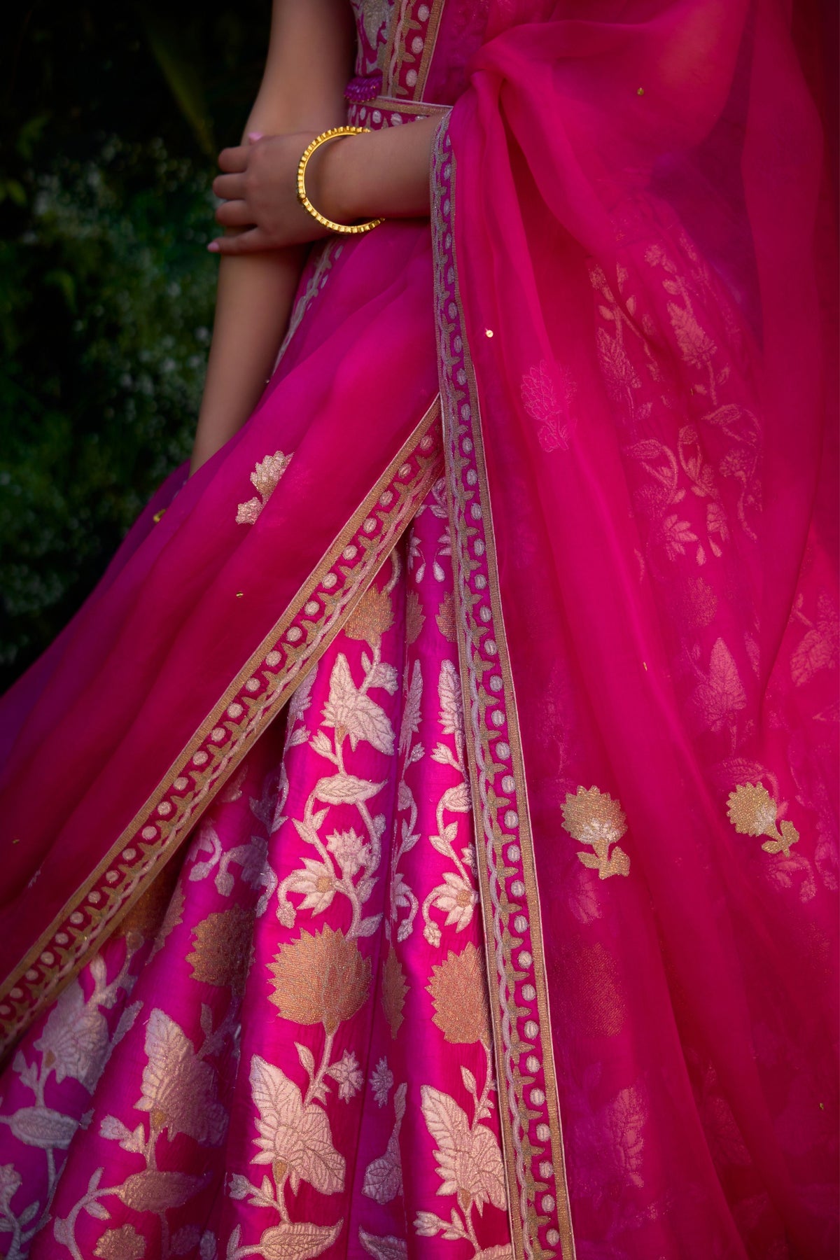 Embroidered Fuschia Pink Lehenga Set