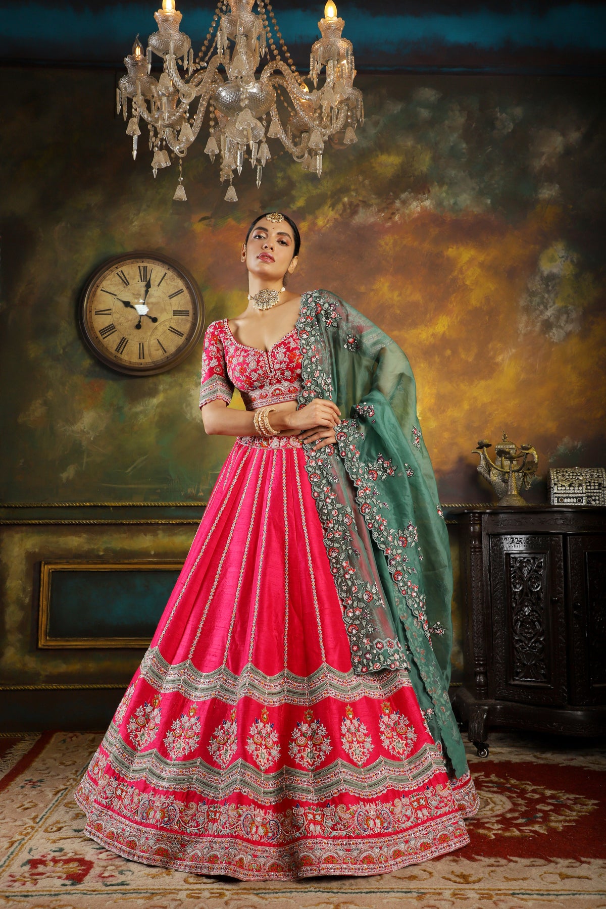 Scaloop Buta Lehenga Set