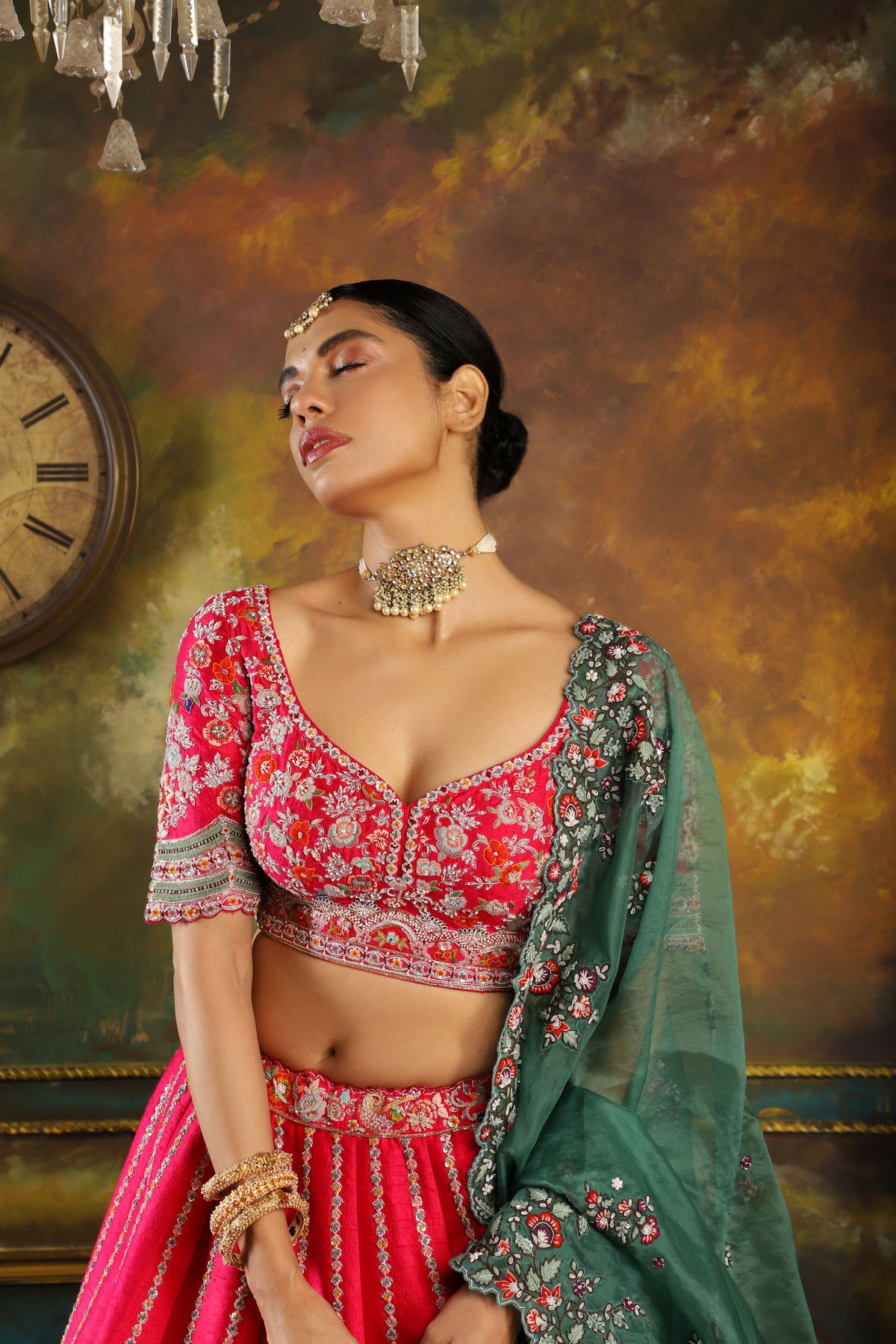 Scaloop Buta Lehenga Set