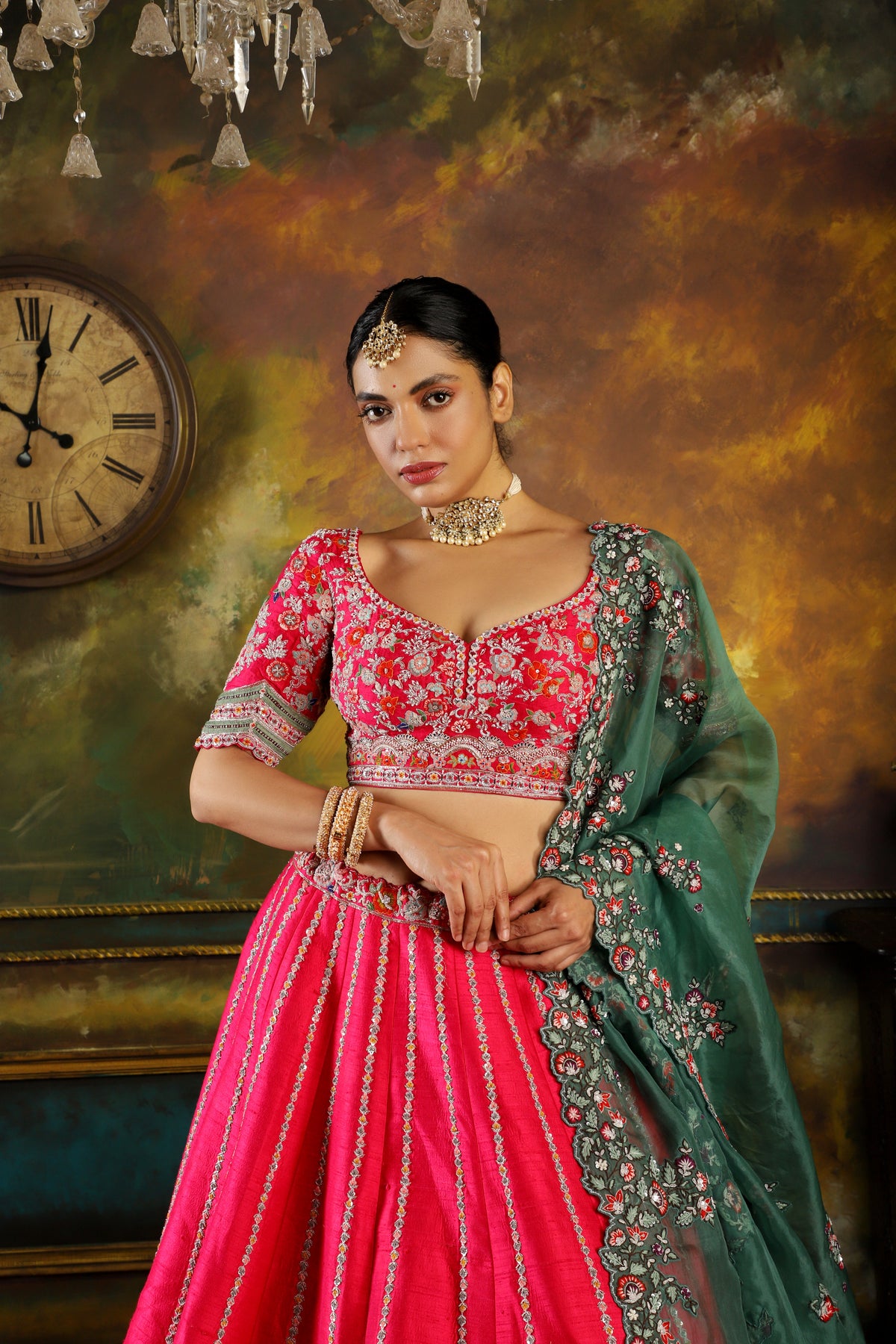 Scaloop Buta Lehenga Set