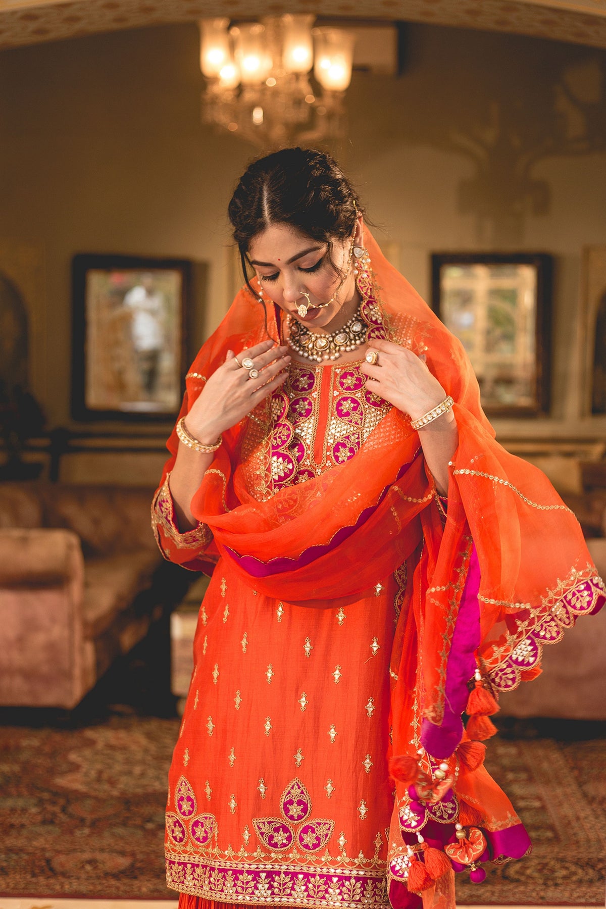 Orange Sharara Set