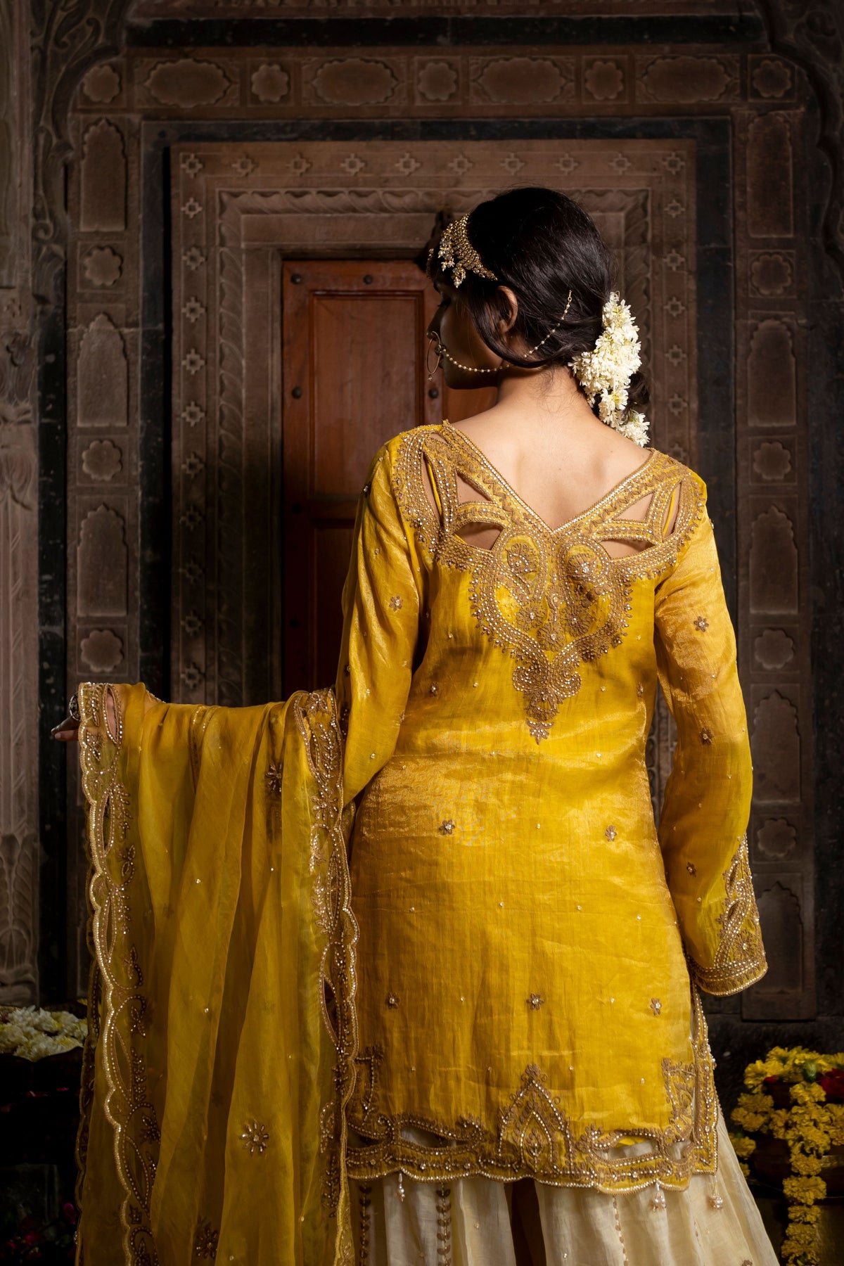 Yellow Beige Sharara Set