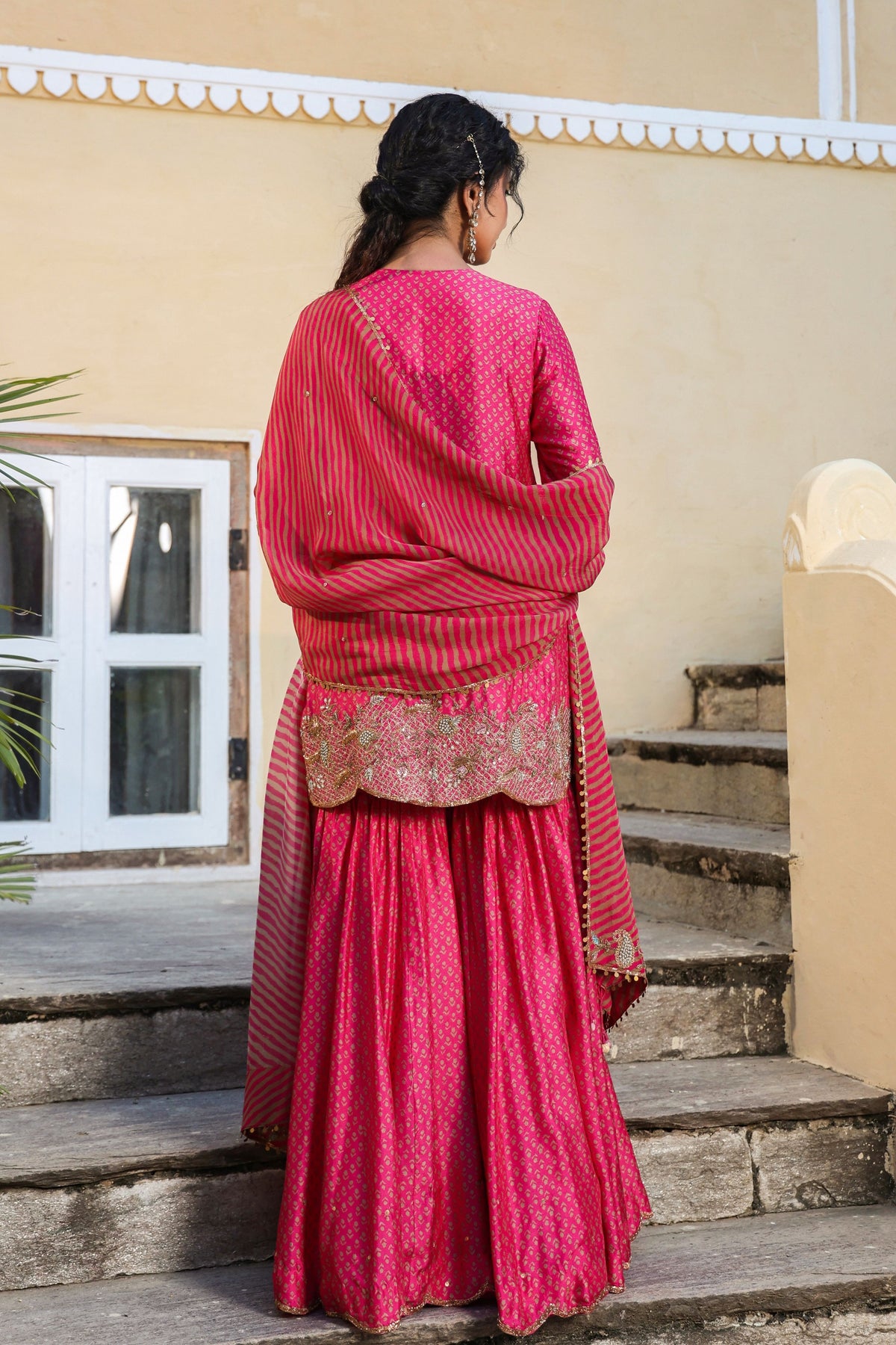 Riwayat Printed Pink Sharara Set