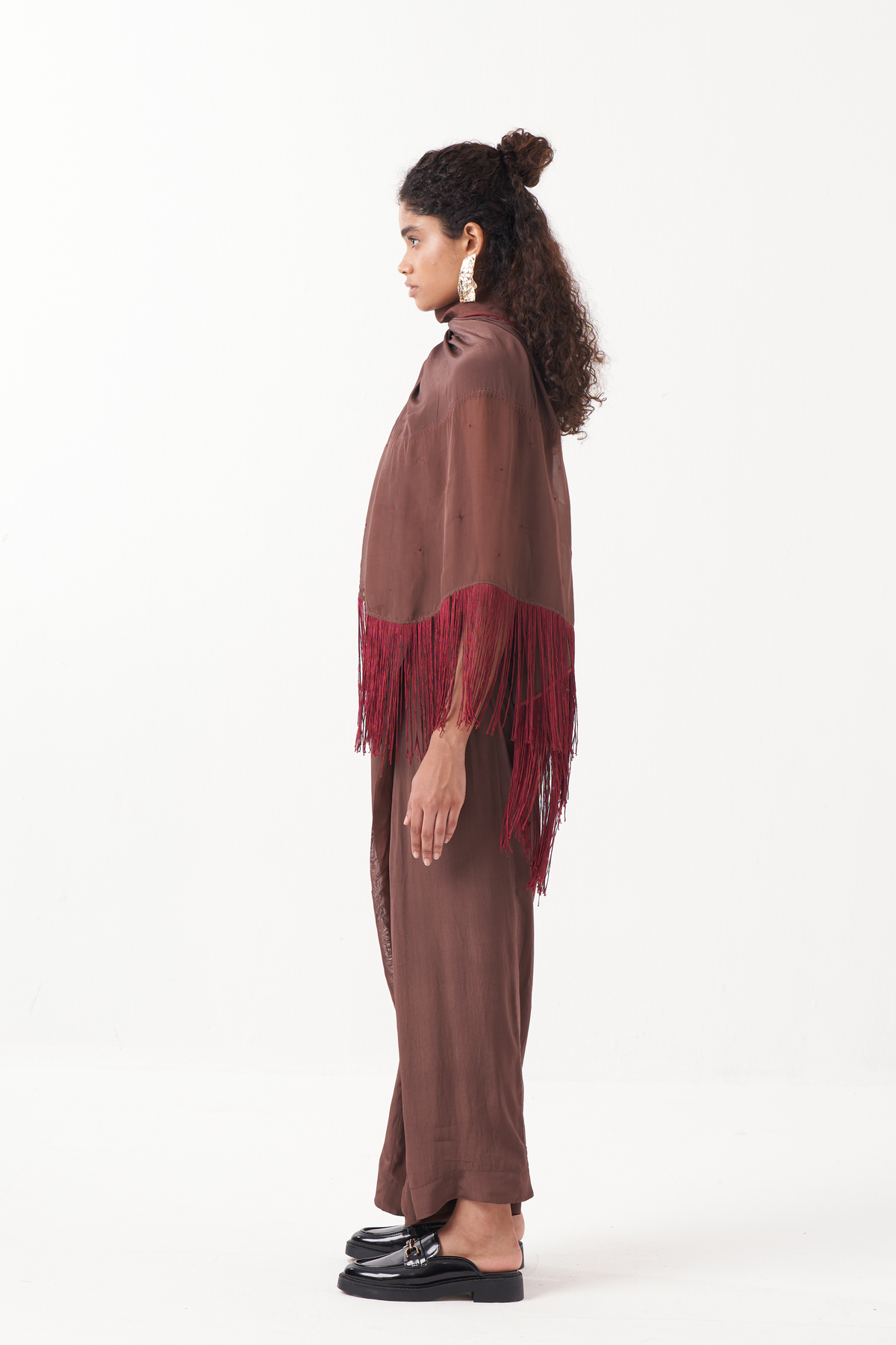 Rust Brown Drape Saree