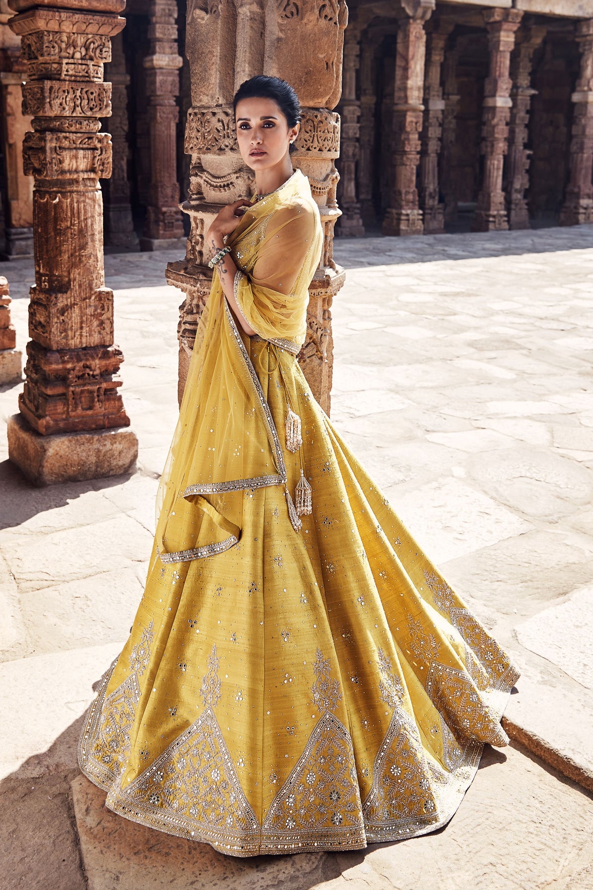 The Royal Pyramid Turmeric Lehenga Set